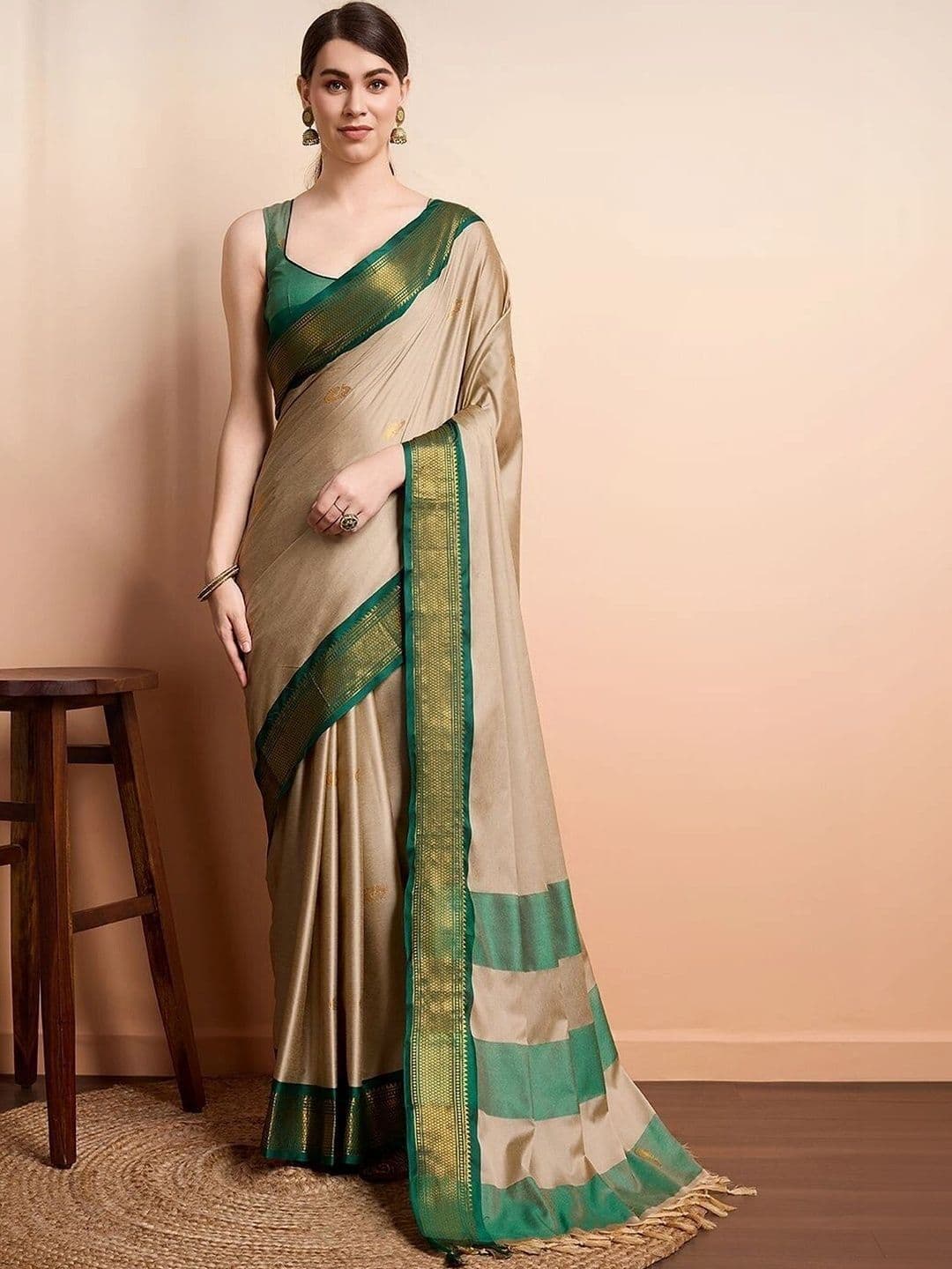 vidhyarani Woven Design Zari Silk Cotton Arani Saree - view 1