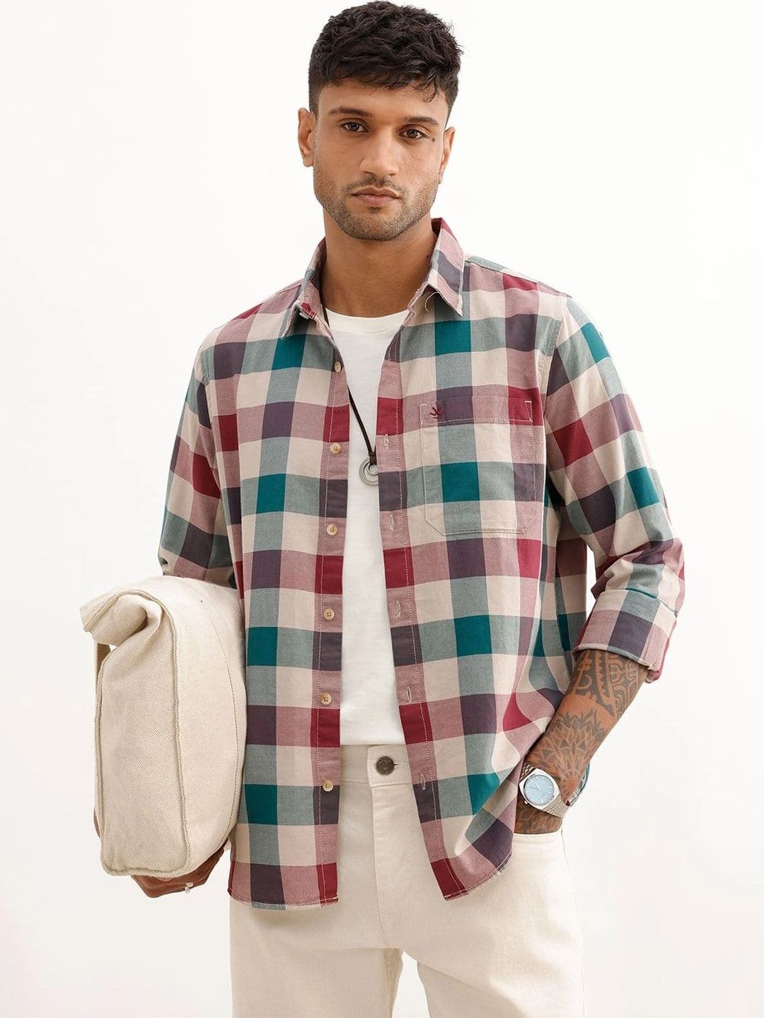 WROGN Men Slim Fit Checked Casual Shirt - view 1