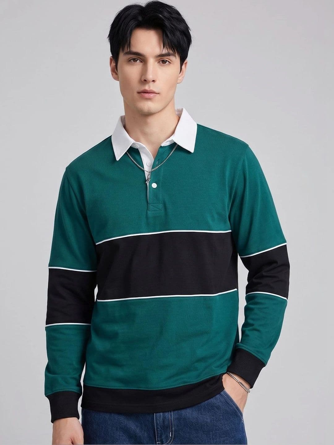Roadster Men Colourblocked Polo Collar T-shirt - view 1