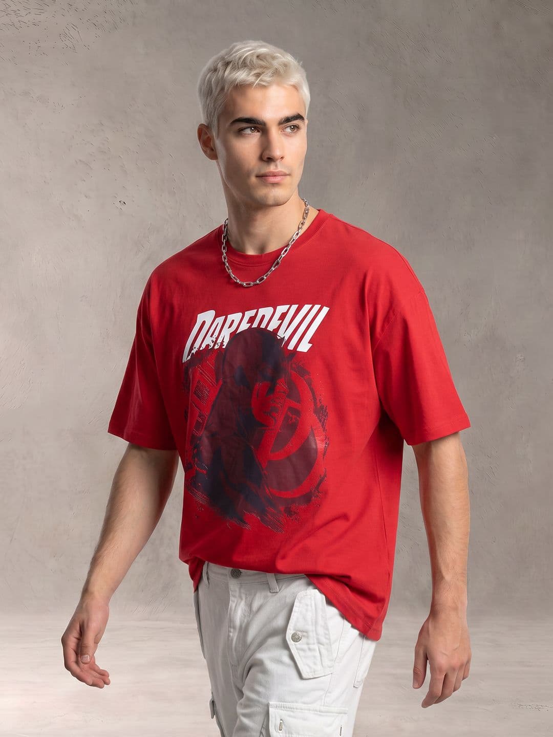 Kook N Keech Men Oversized Fit Daredevil Graphic Printed Pure Cotton T-Shirt - view 1