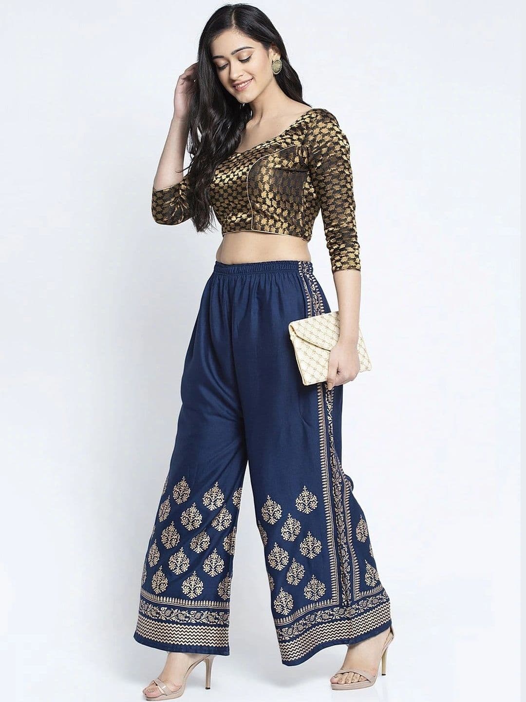 SMASUM Women Ethnic Motifs Printed Knitted Ethnic Palazzos - view 1