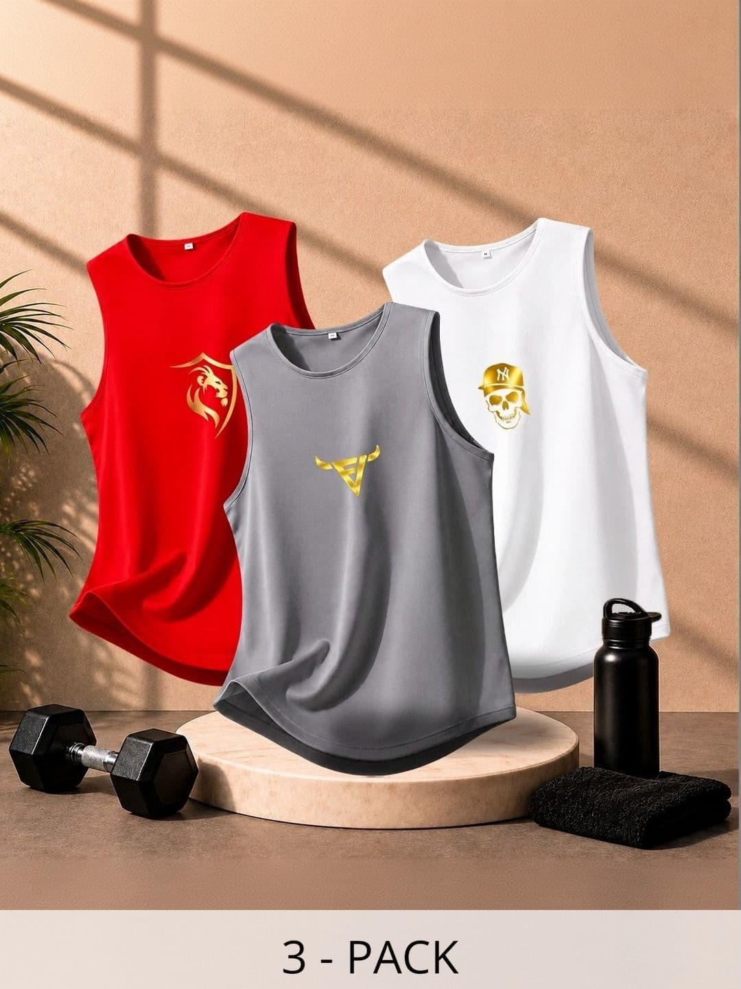 NB Nicky Boy Pack of 3 Printed Gym Vest - view 1