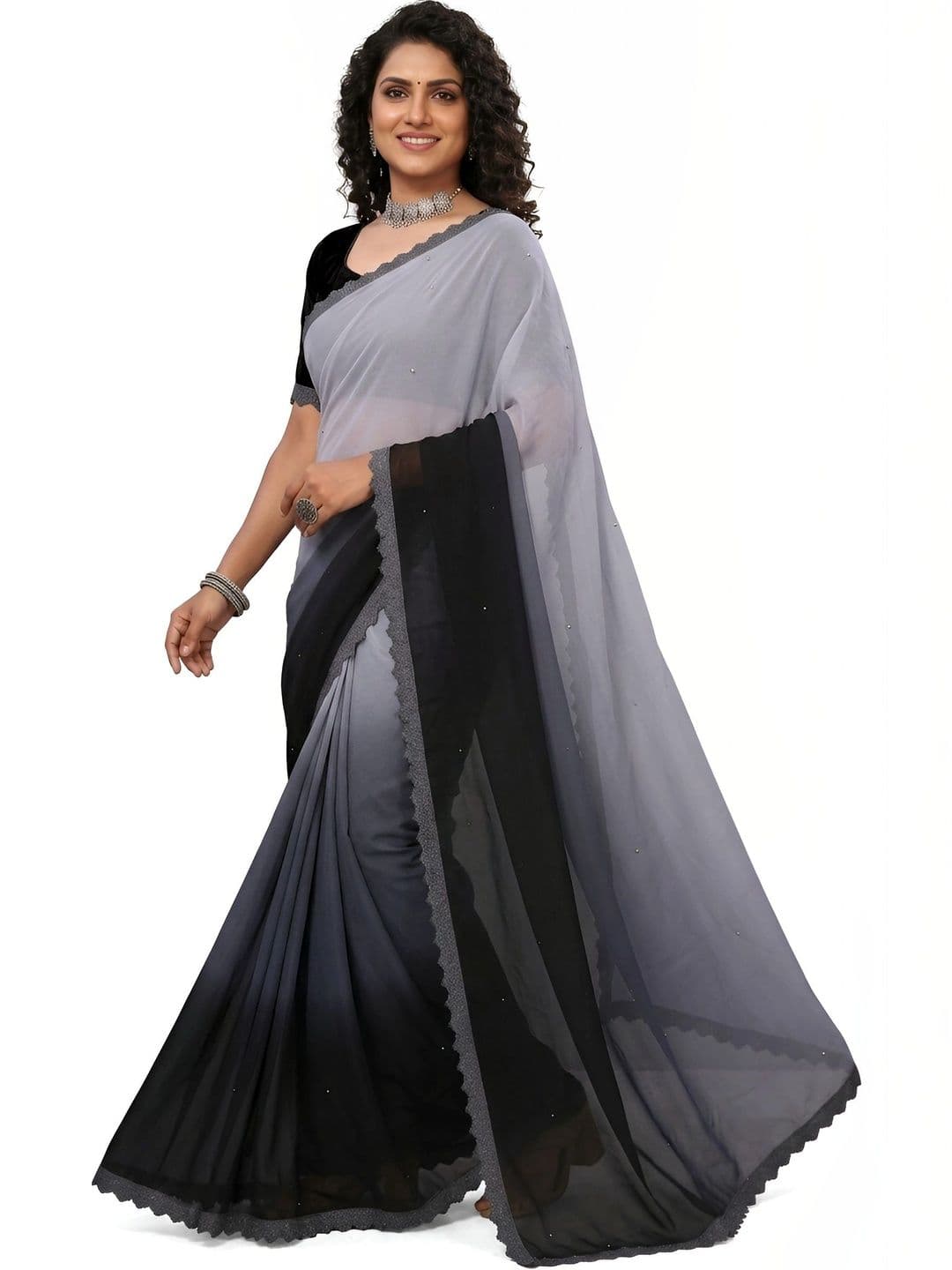 PARASITE Ombre Pure Georgette Saree - view 1