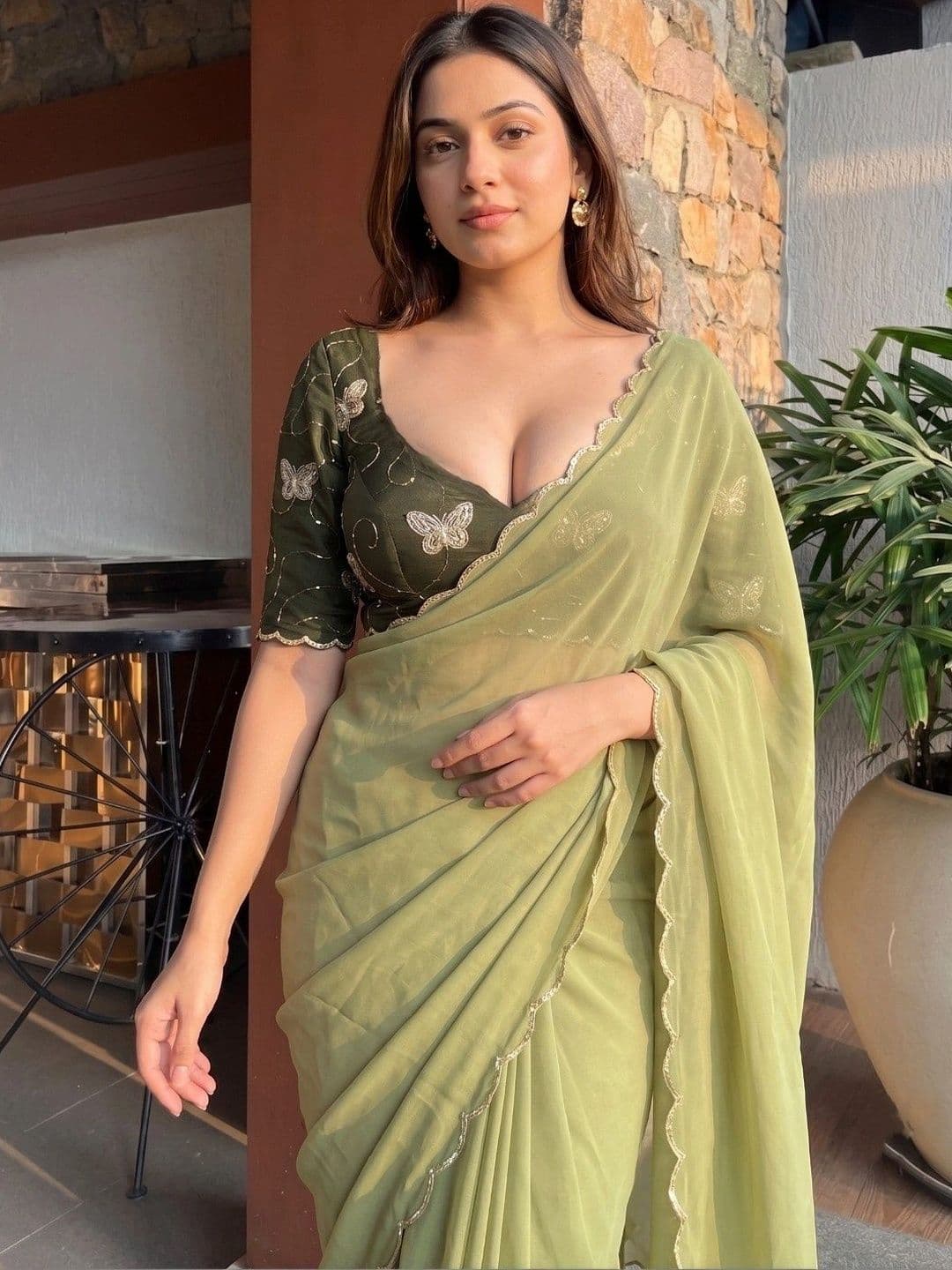 Shreevally Embroidered Poly Georgette Designer Saree - view 1