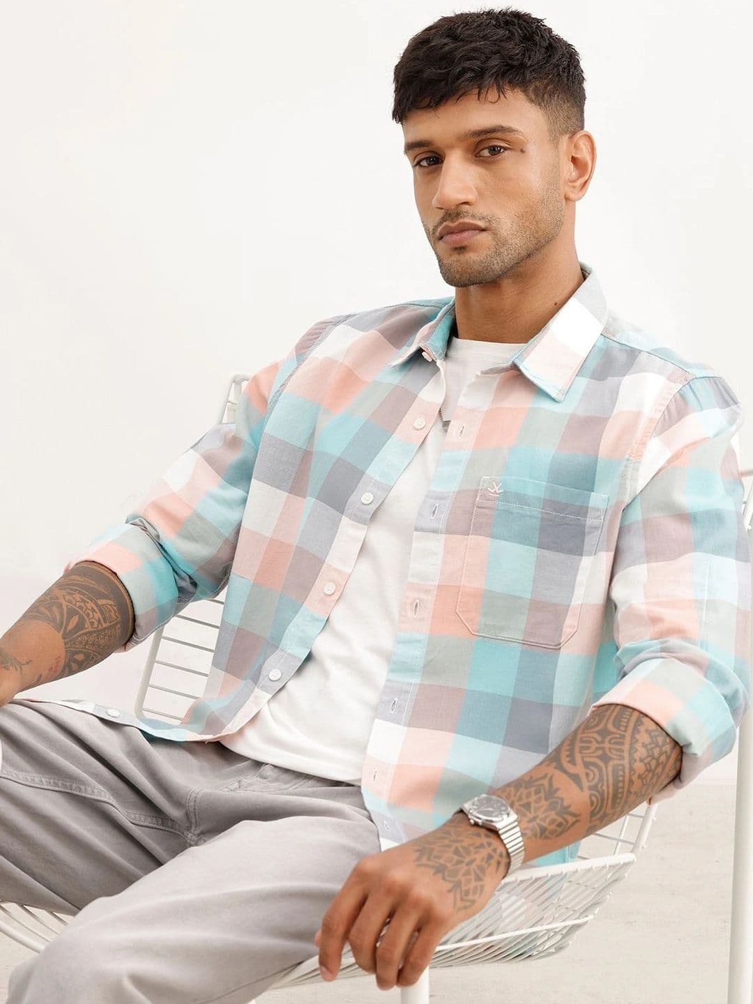 WROGN Men Slim Fit Checked Casual Shirt - view 1