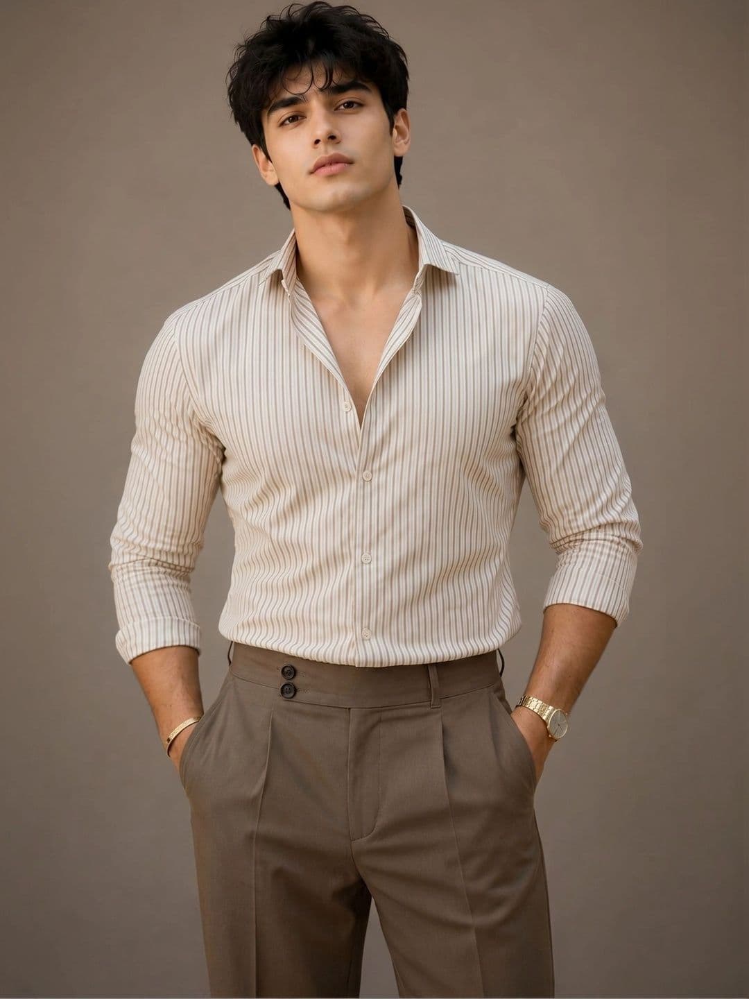 INDOPRIMO Men Cotton Standard Striped Casual Shirt - view 1