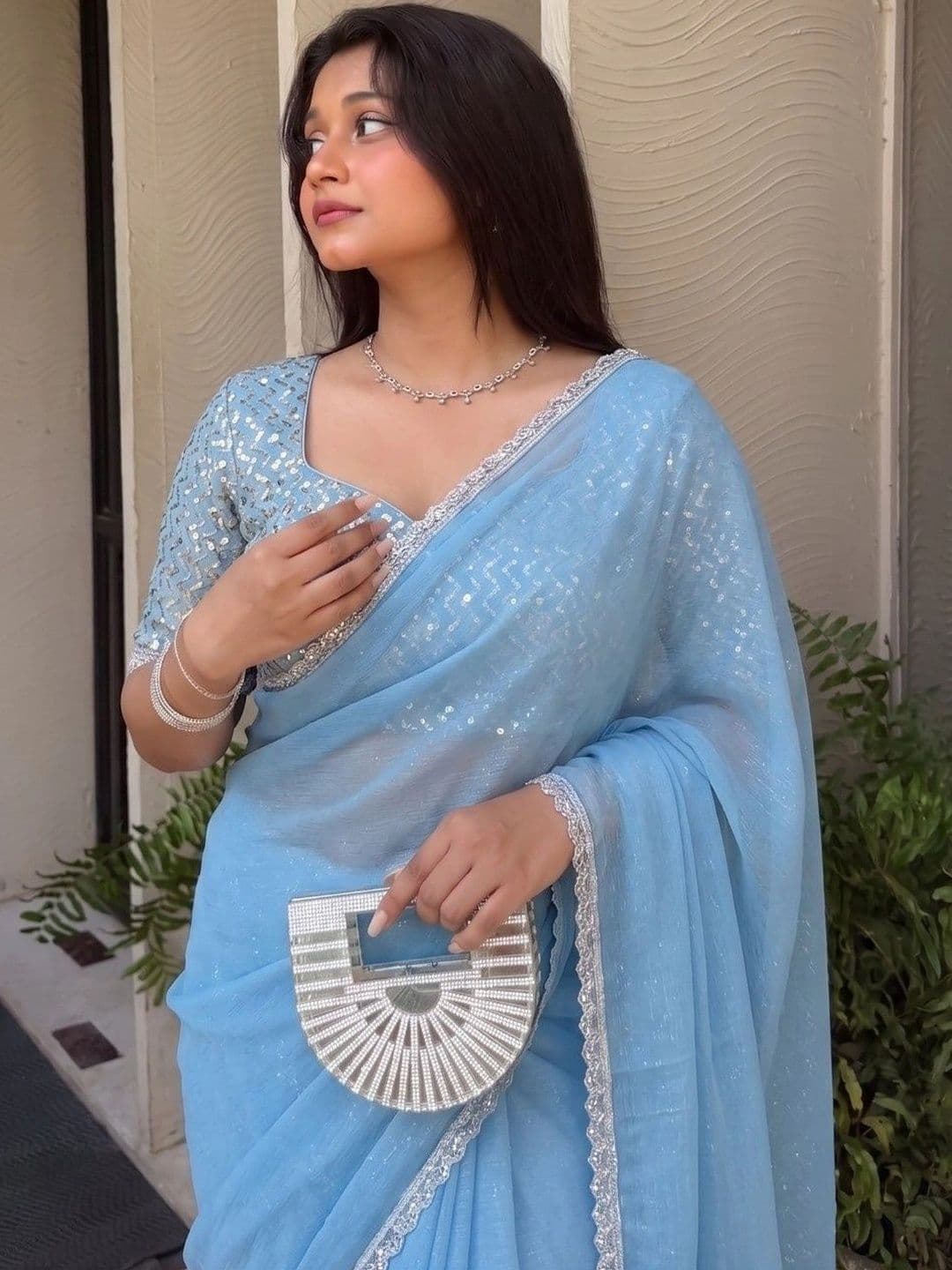 Shreevally Embroidered Organza Designer Saree - view 1