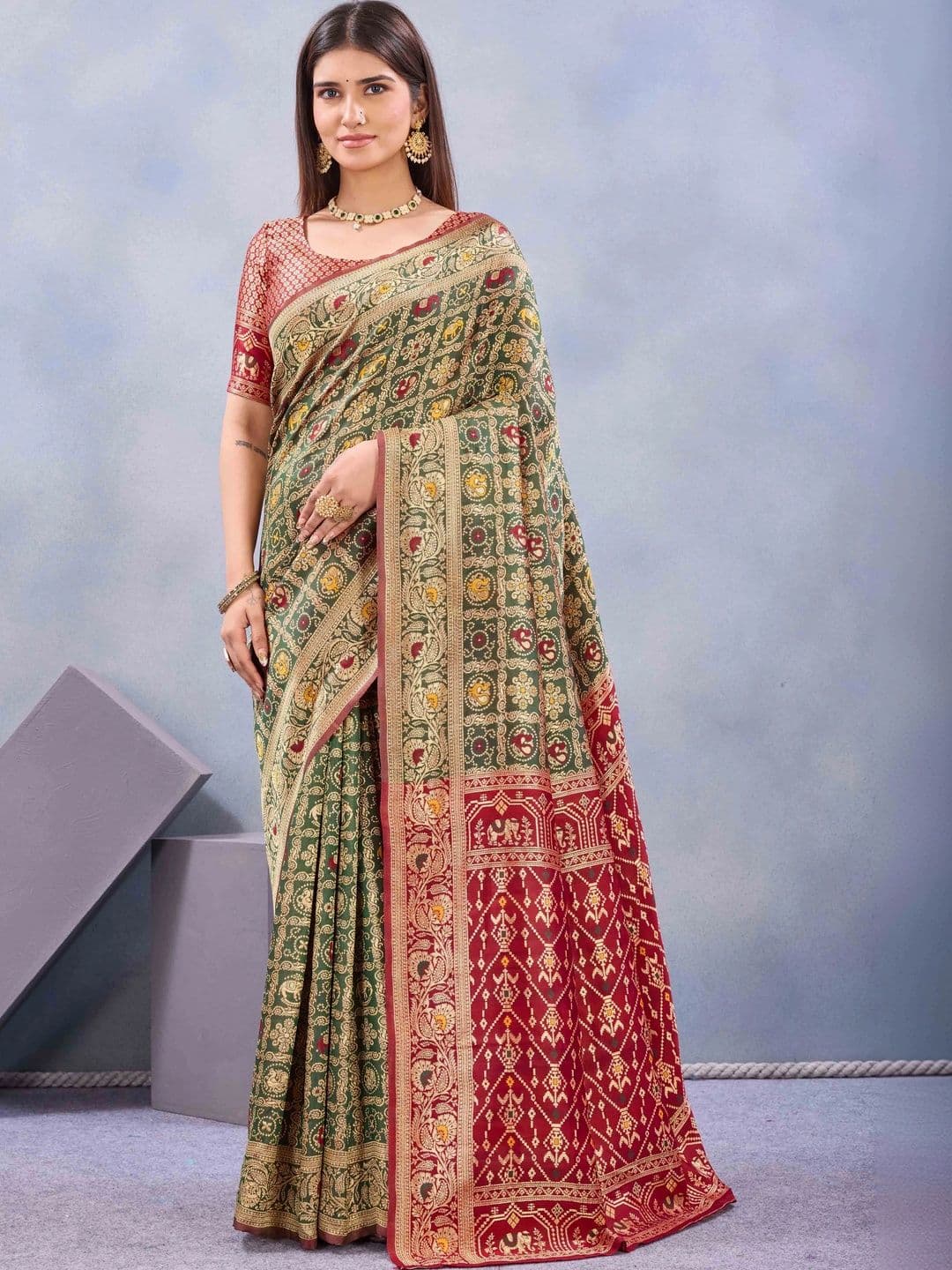 HERE&NOW Woven Design Zari Pure Cotton Saree - view 1