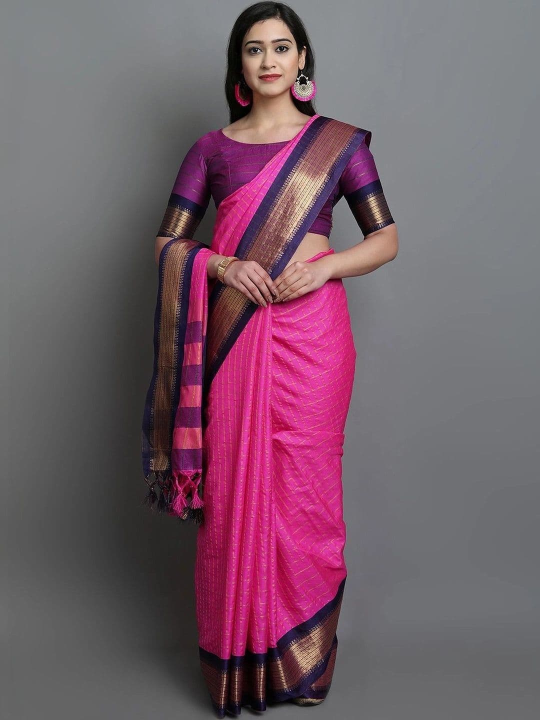 vidhyarani Woven Design Zari Silk Cotton Saree - view 1