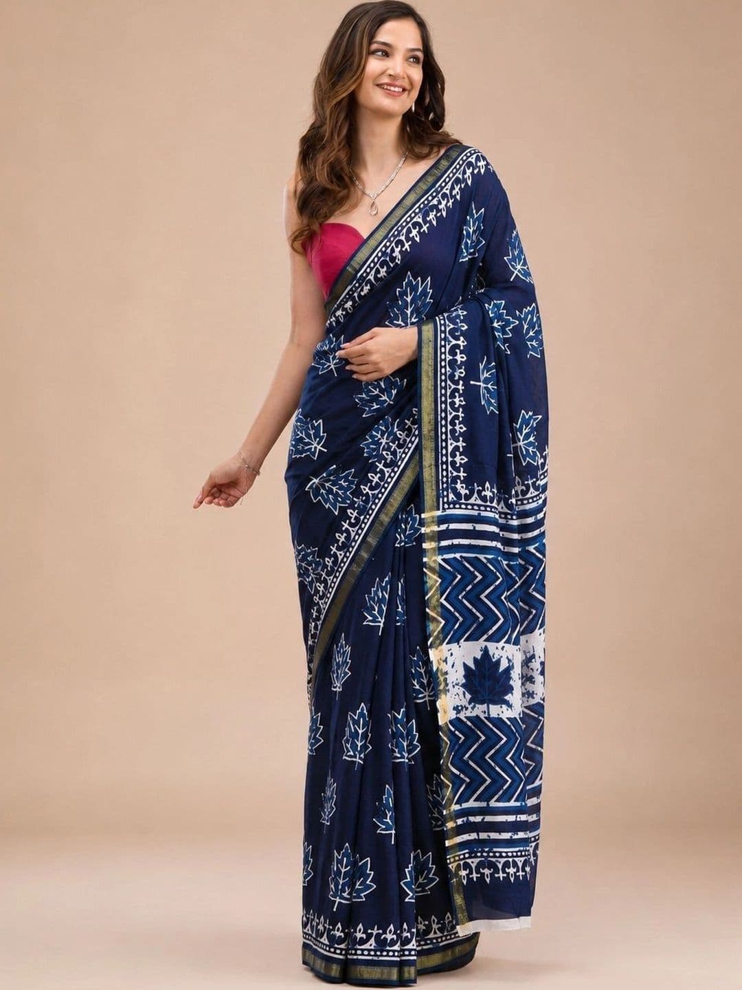 Anouk Pure Cotton Block Print Saree - view 1