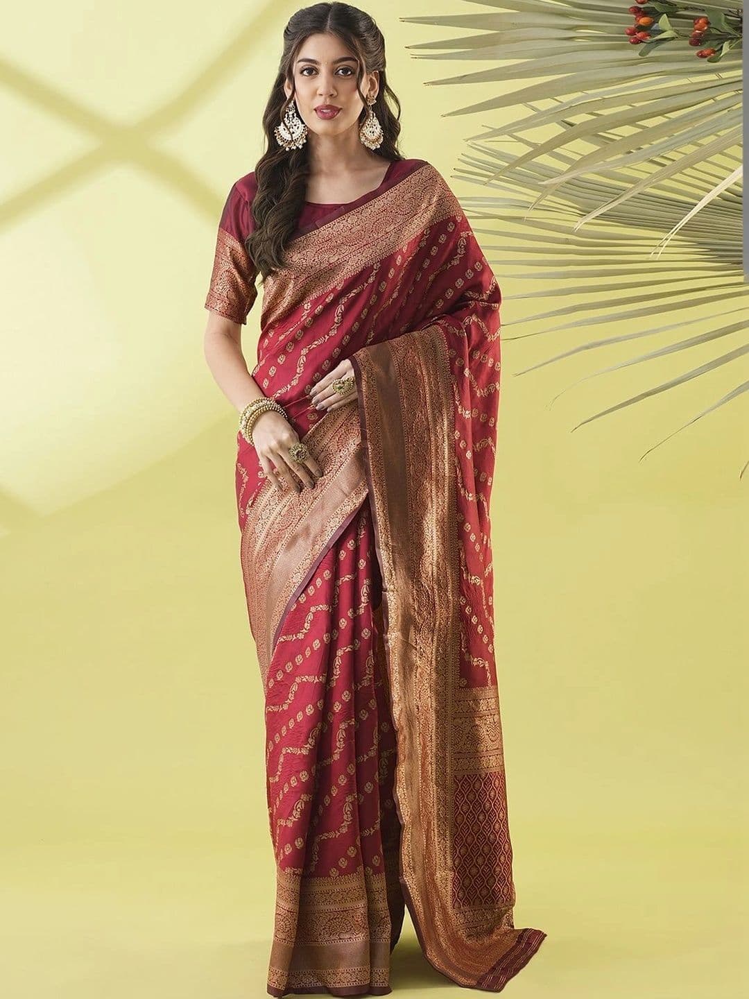 vidhyarani Woven Design Zari Silk Cotton Banarasi Saree - view 1