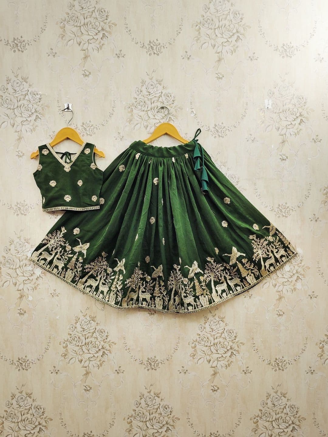 JOVK DESIGN Girls Embellished Thread Work Ready to Wear Lehenga & - view 1