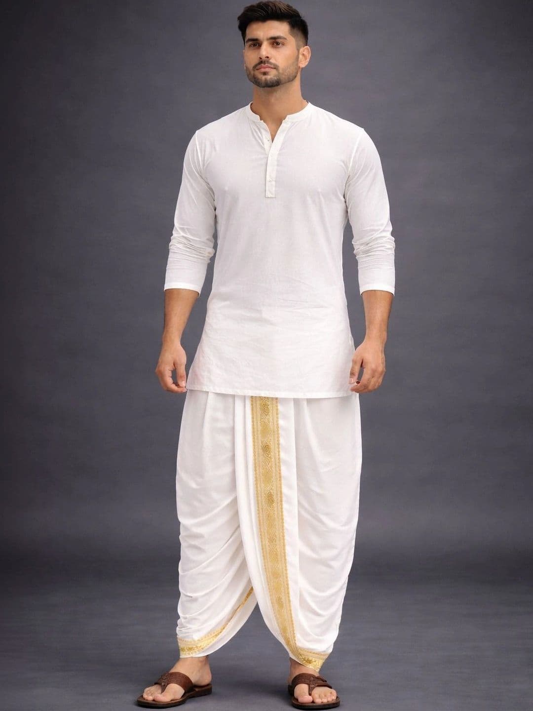 Sac Shree Aparajeet Creations Men Embroidered Dhoti Dhotis - view 1