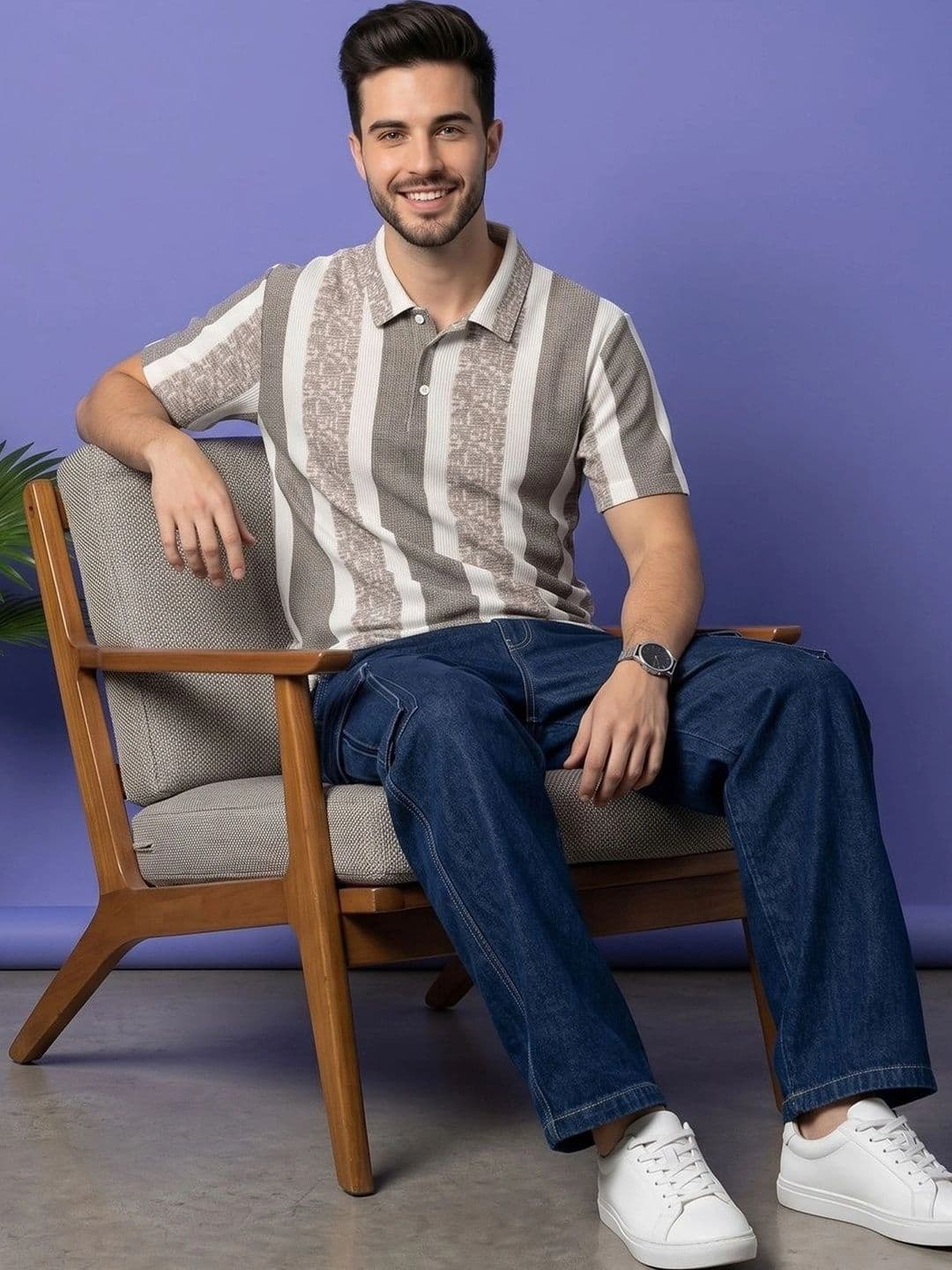 Kook N Keech Men Striped Polo Collar T-shirt - view 1