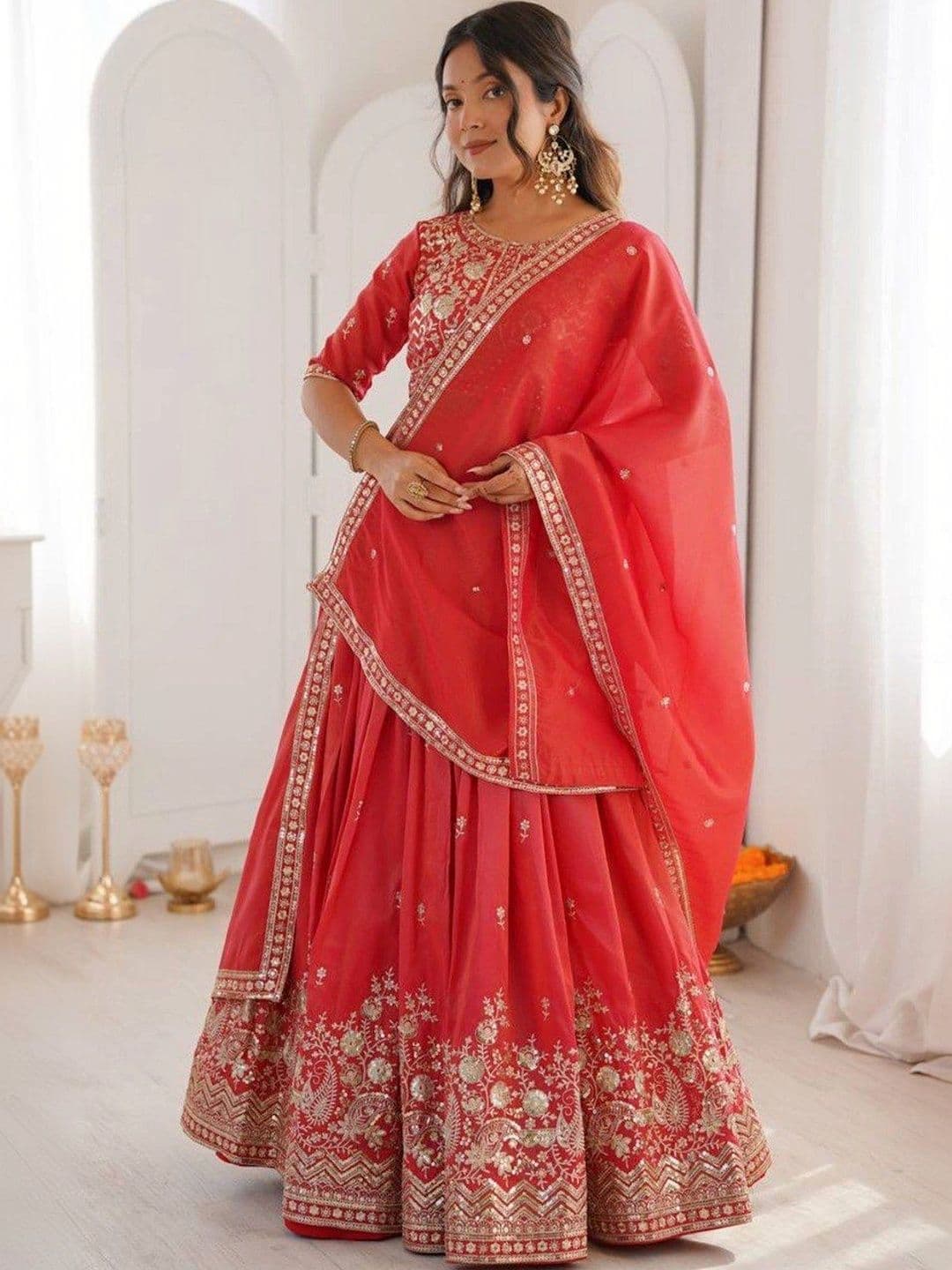 RUNAYA NX Embroidered Semi-Stitched Lehenga & Unstitched Blouse With Dupatta - view 1
