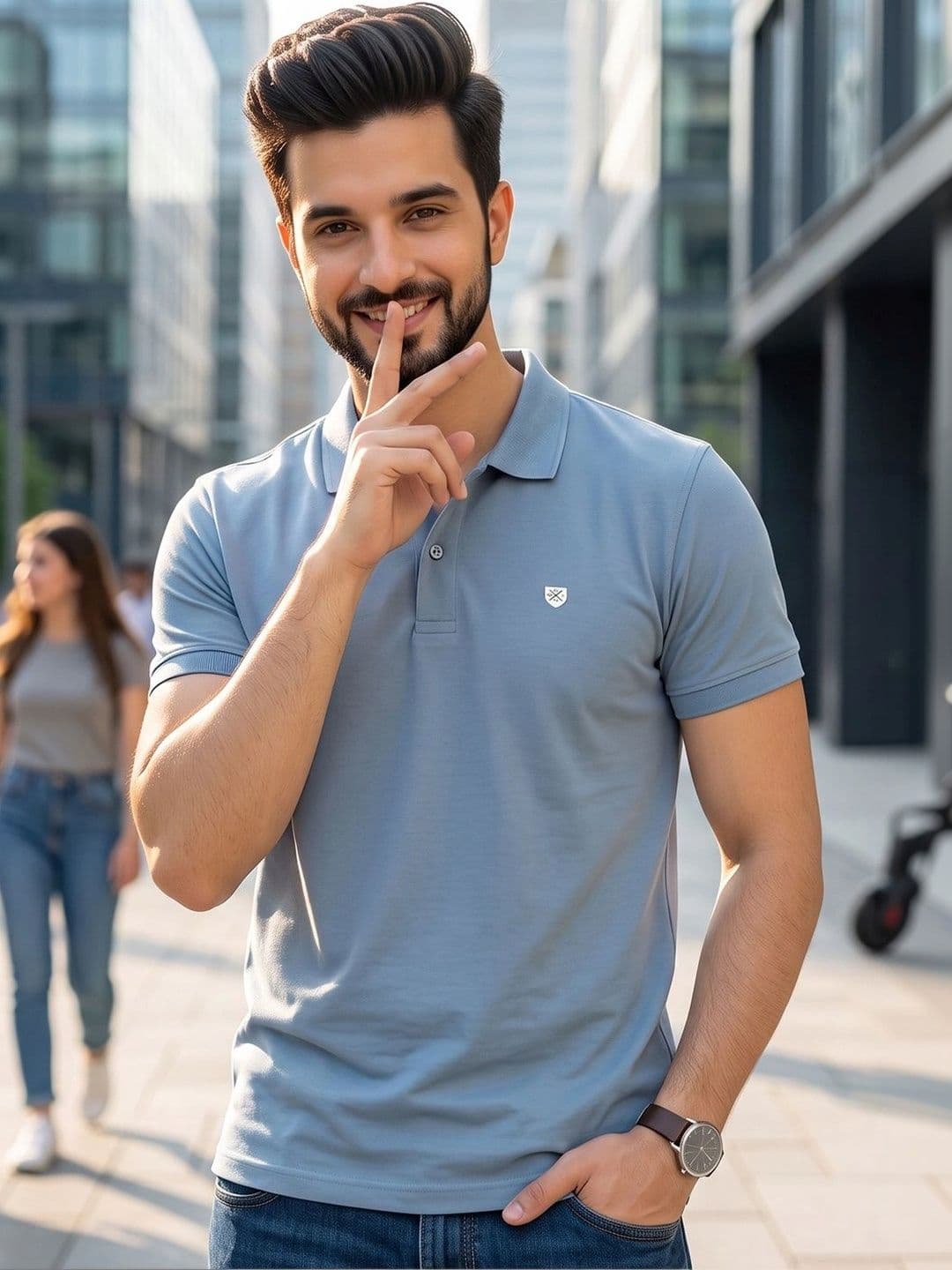 OGEN Men Brand Logo Polo Collar T-shirt - view 1