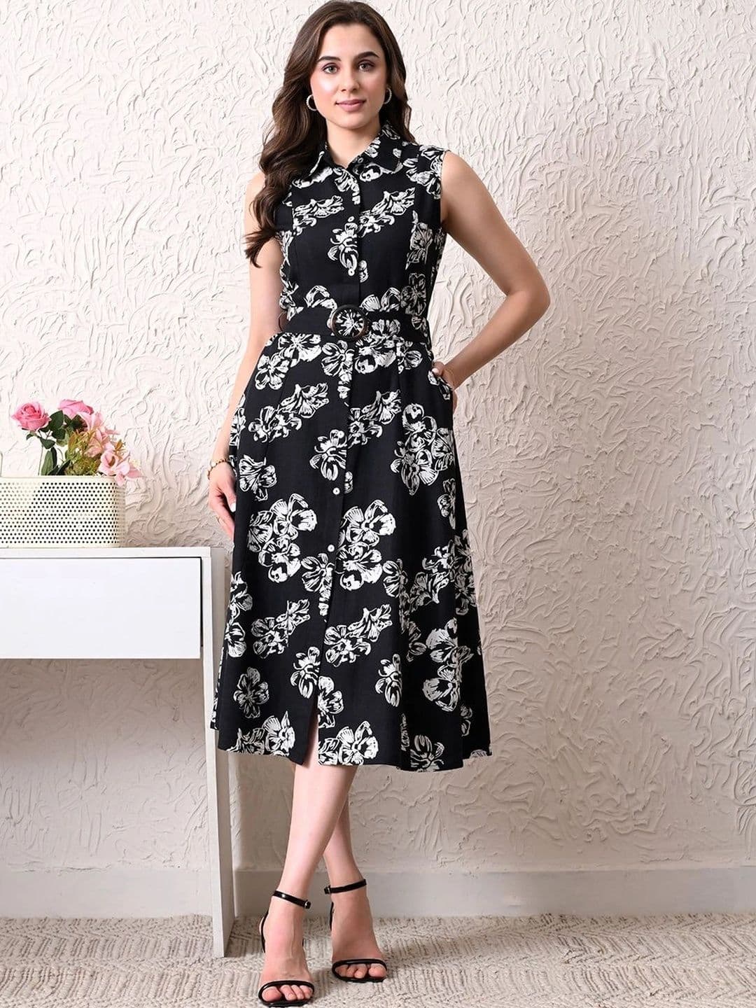 Ikonic klaer Floral Print A-Line Midi Dress - view 1