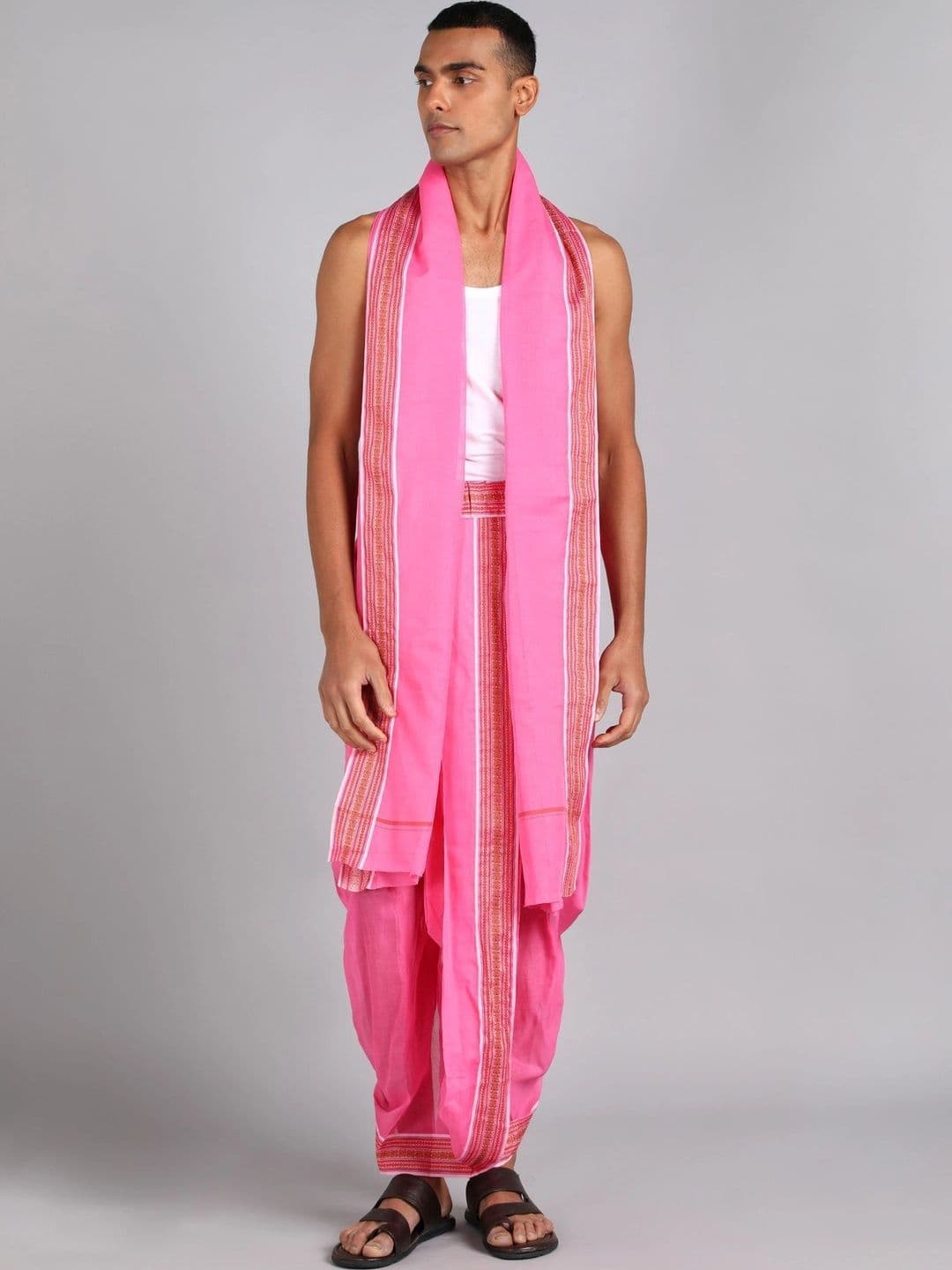 Radhika Handloom Men Striped Cotton Dhoti Dhotis - view 1