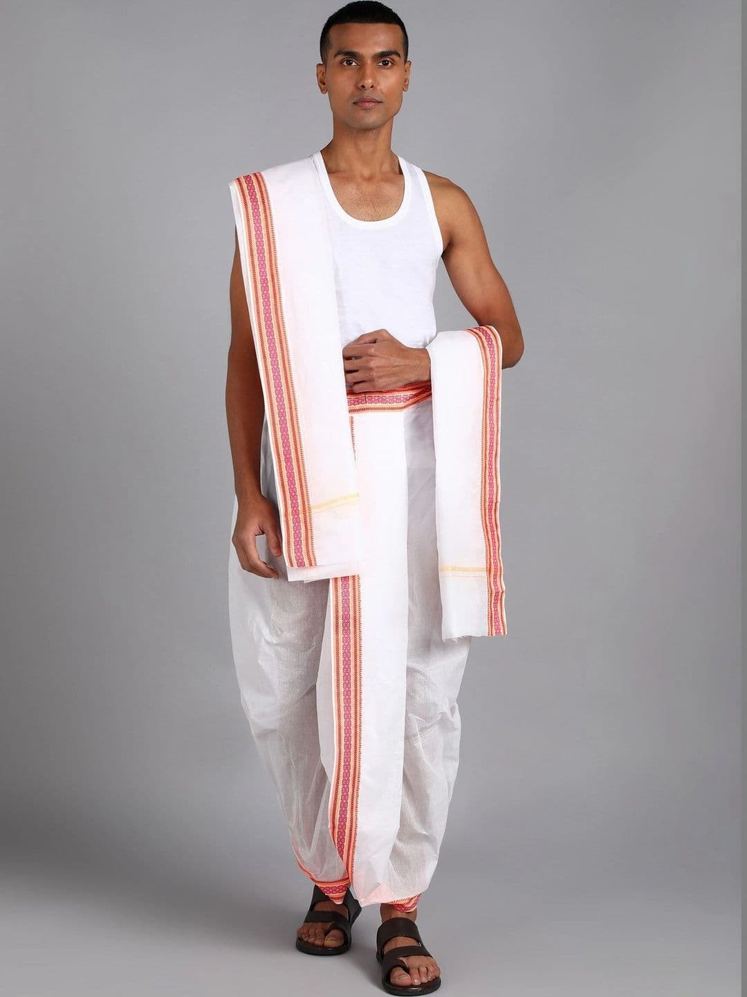 Sac Shree Aparajeet Creations Men Striped Cotton Dhoti Dhotis - view 1