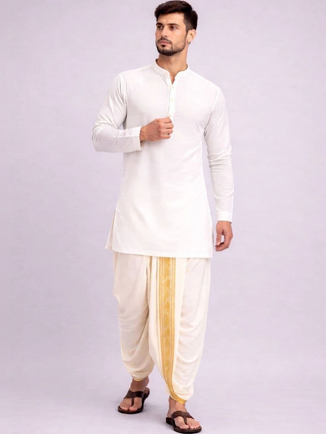 Sac Shree Aparajeet Creations Men Embroidered Dhoti Dhotis - view 1