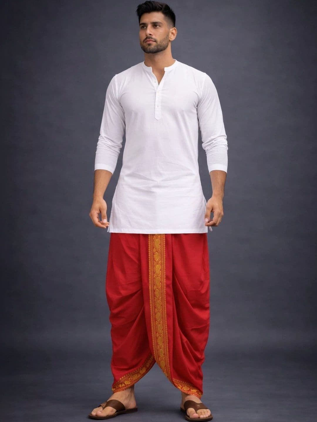 Sac Shree Aparajeet Creations Men Embroidered Dhoti Dhotis - view 1