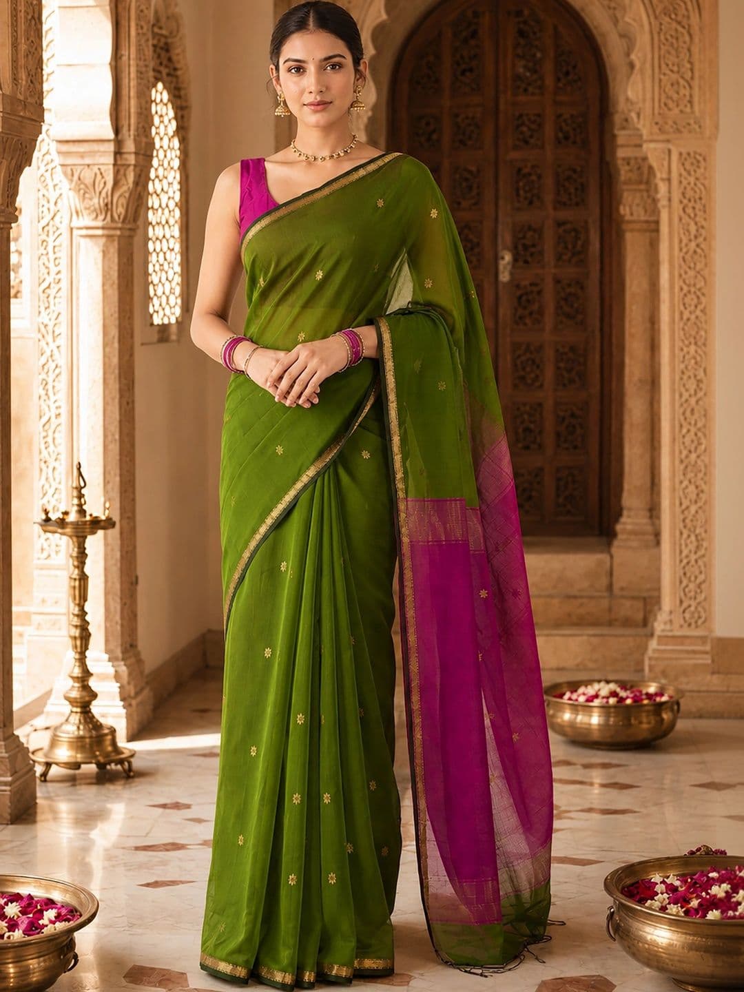 KALINI Woven Design Embroidered Designer Kanjeevaram Saree - view 1
