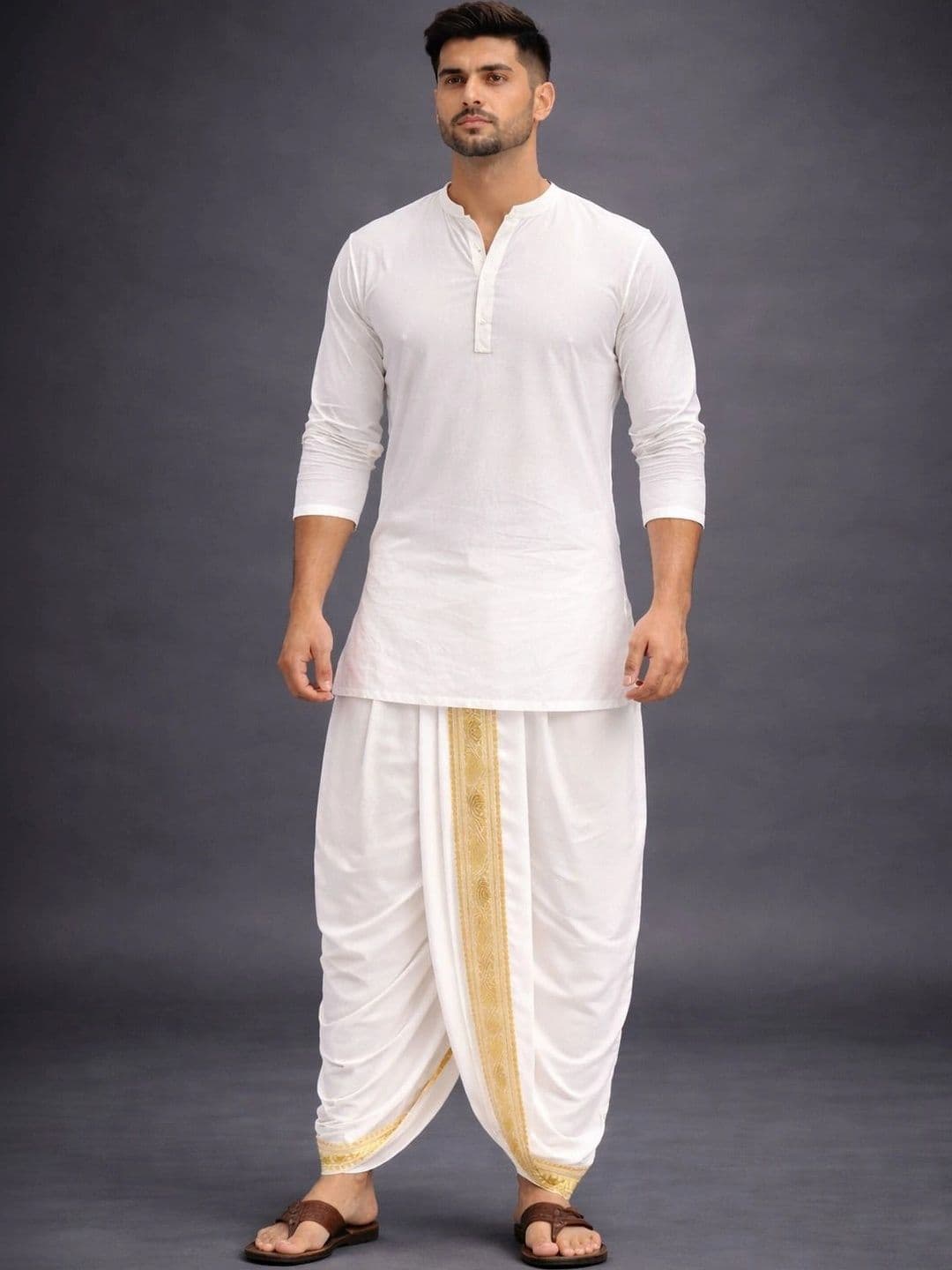 Radhika Handloom Men Embroidered Dhoti Dhotis - view 1
