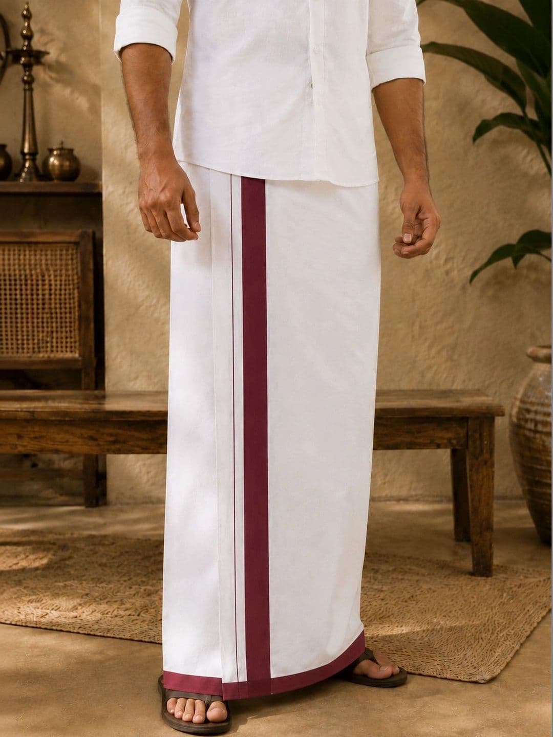 Sac Shree Aparajeet Creations Men Striped Cotton Dhoti Dhotis - view 1
