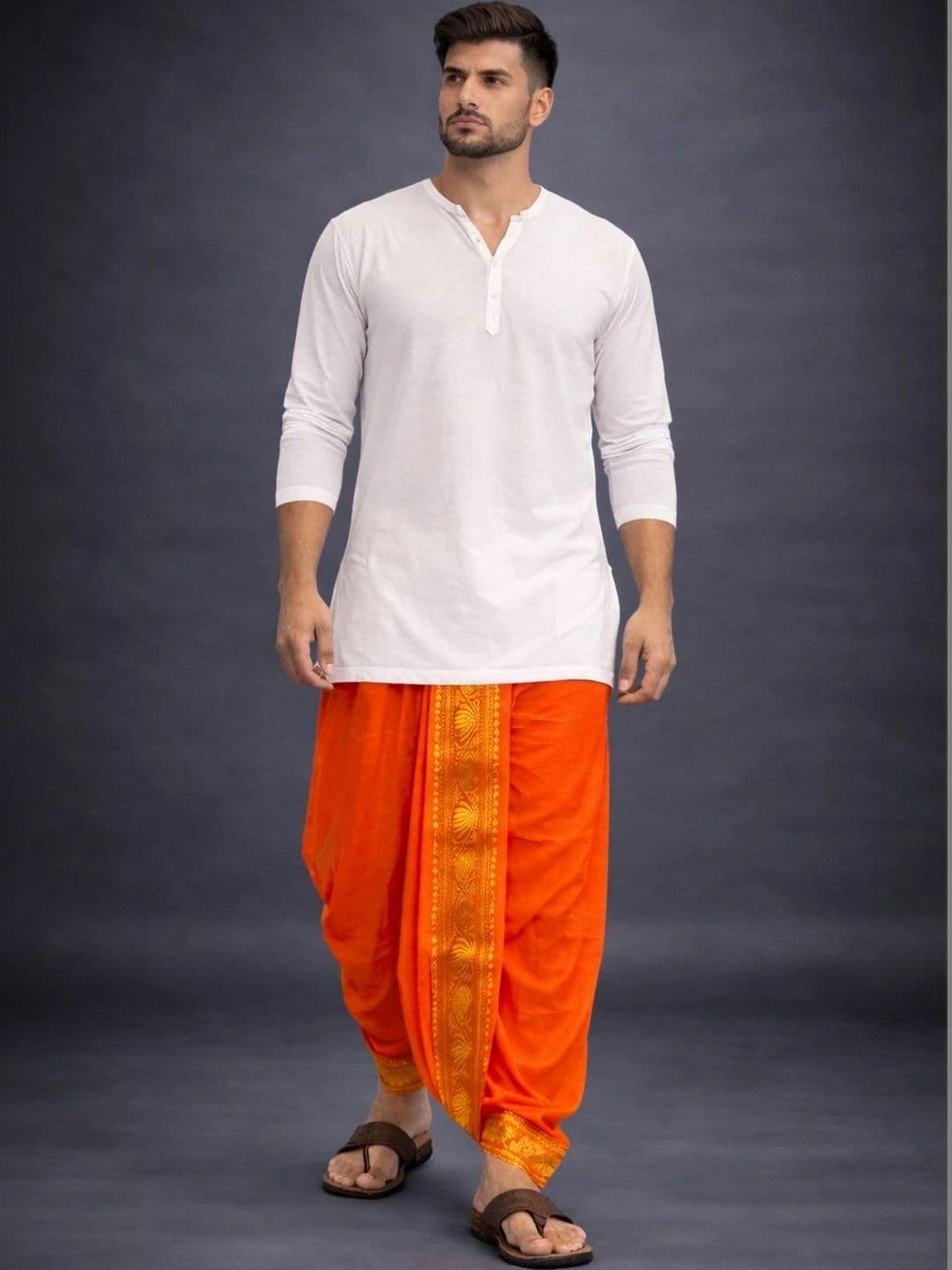 Sac Shree Aparajeet Creations Men Embroidered Dhoti Dhotis - view 1