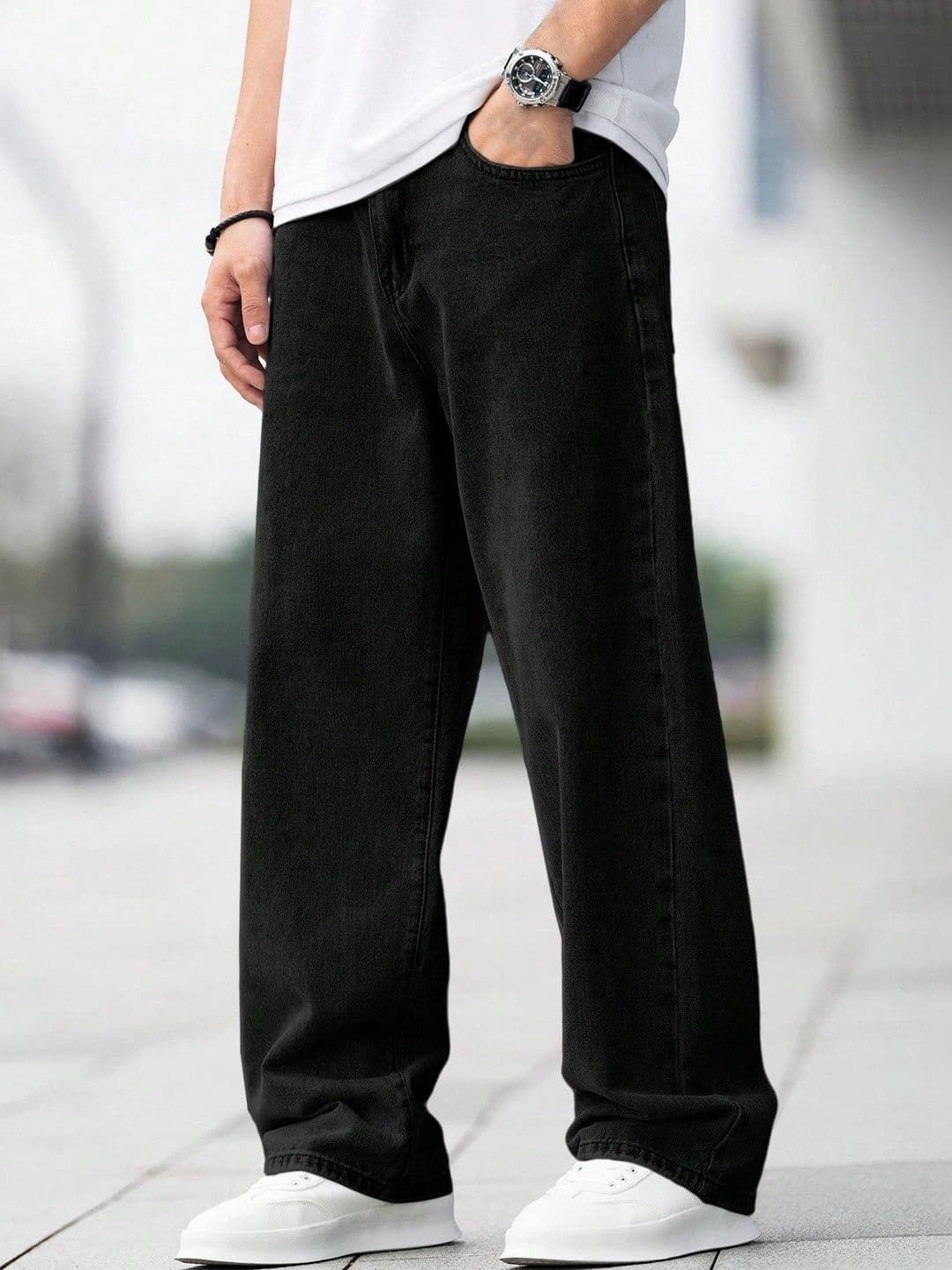 KAJARU Men Loose Relaxed Fit Mid-Rise Jeans - view 1