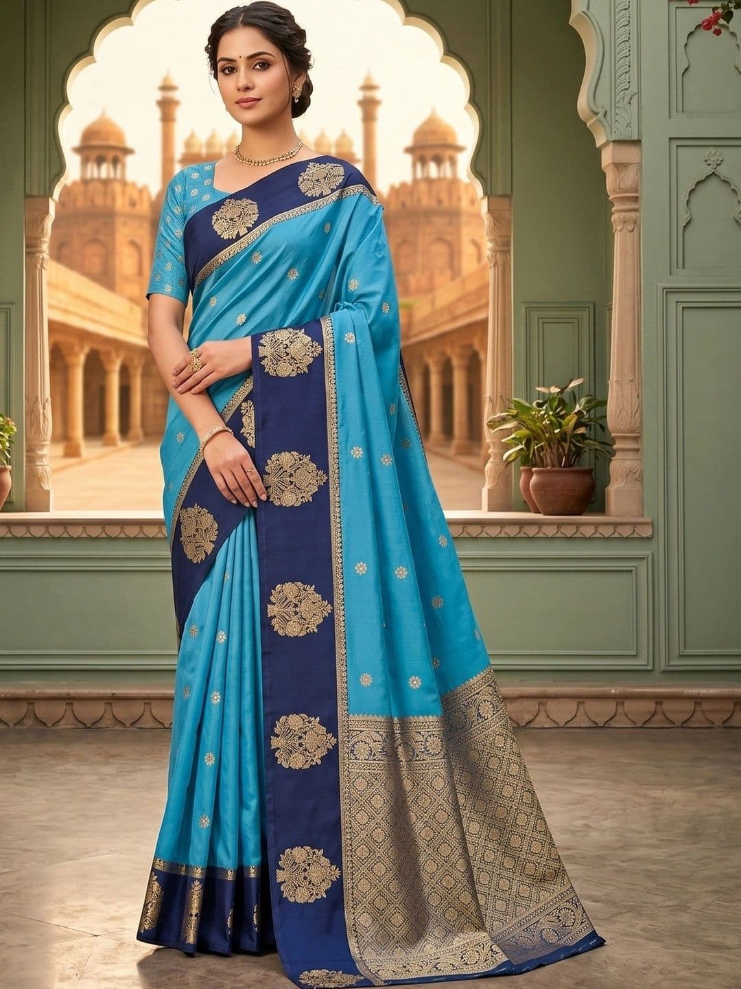 TASRIKA Woven Design Zari Silk Blend Designer Banarasi Saree - view 1