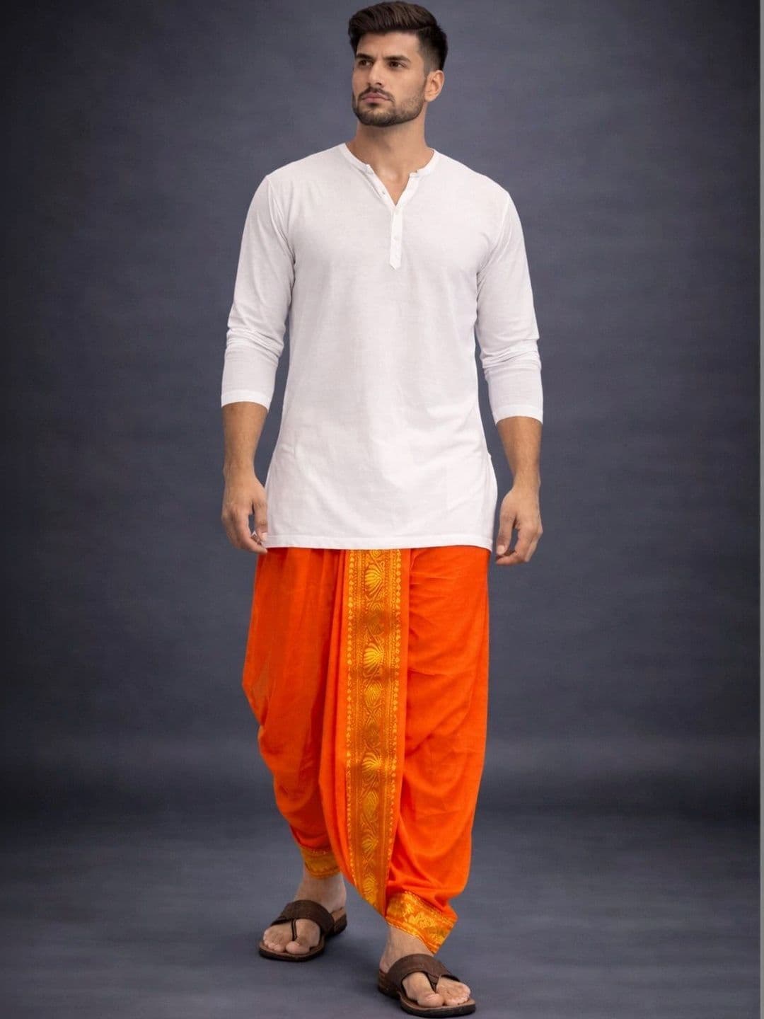 Radhika Handloom Men Embroidered Dhoti Dhotis - view 1