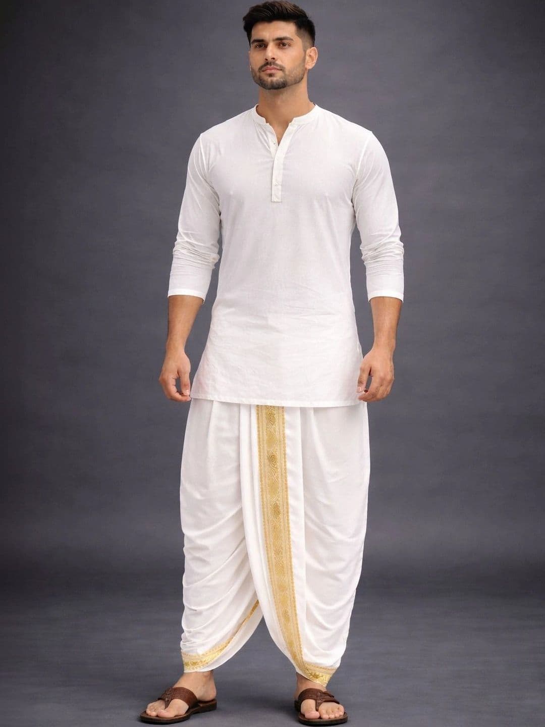 Sac Shree Aparajeet Creations Men Embroidered Dhoti Dhotis - view 1