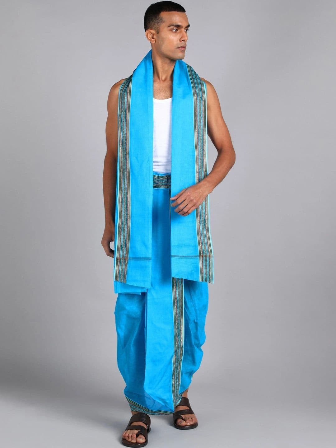 Sac Shree Aparajeet Creations Men Striped Cotton Dhoti Dhotis - view 1