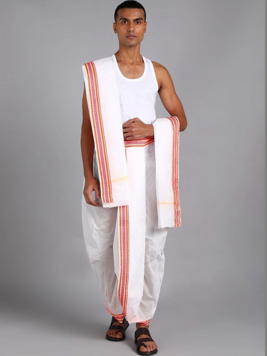 Radhika Handloom Men Striped Cotton Dhoti Dhotis - view 1
