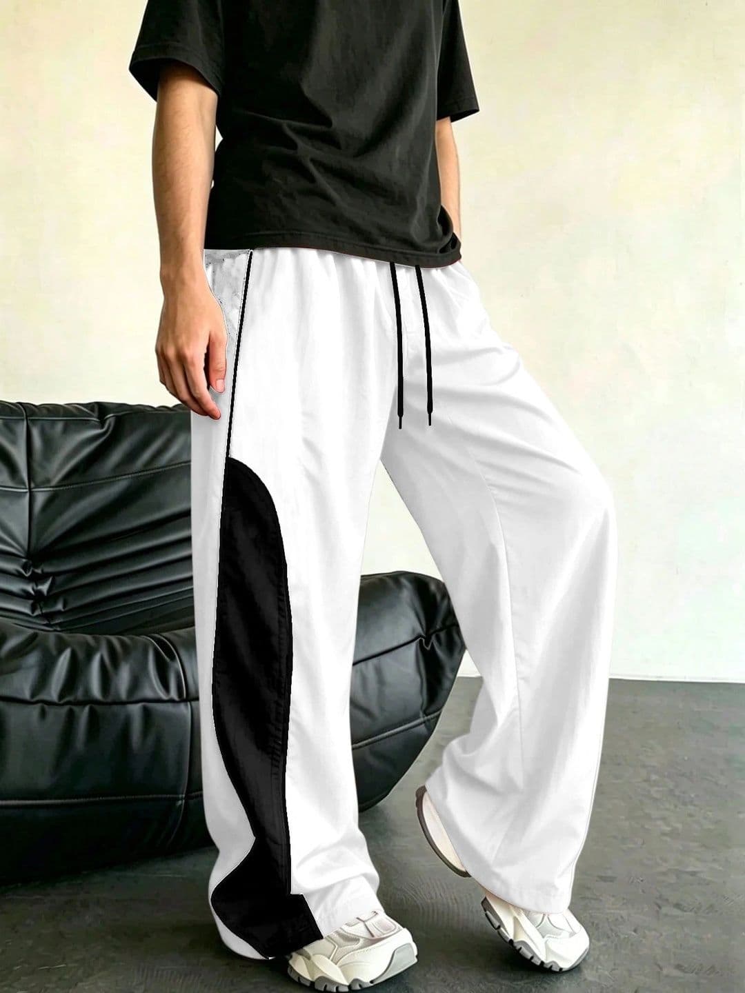 RAJOVATI Men Wide Leg Colourblocked Training Track Pants - view 1