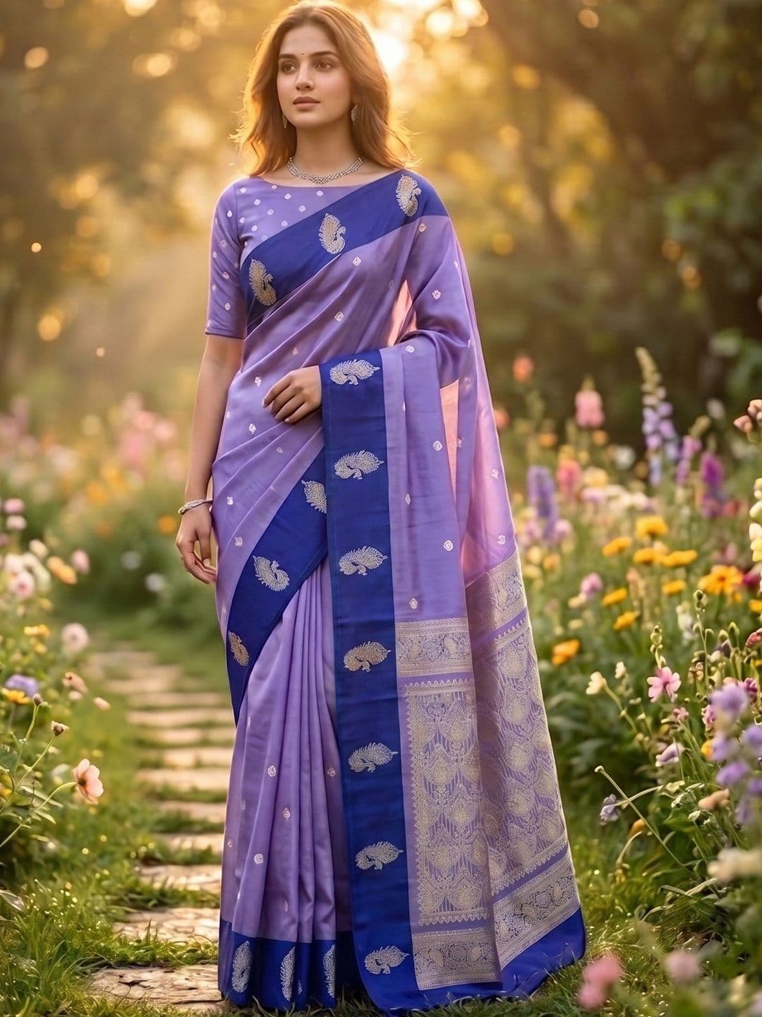 TASRIKA Woven Design Zari Silk Blend Designer Banarasi Saree - view 1