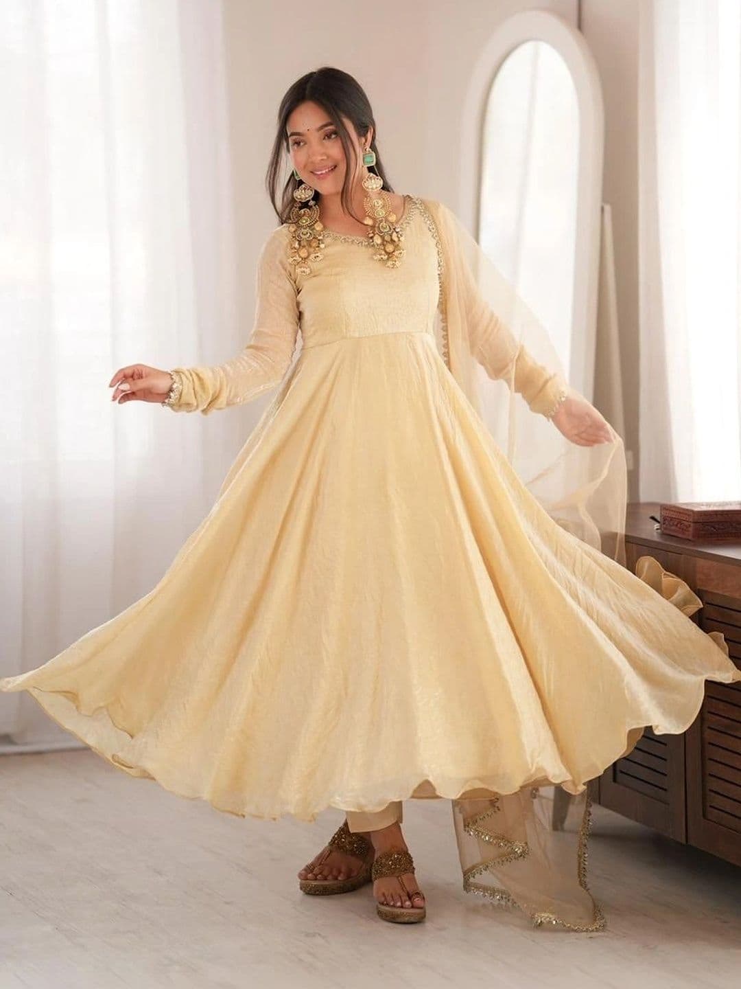 ANSH CREATION Women Empire Gotta Patti Kurta with Trousers & With Dupatta - view 1