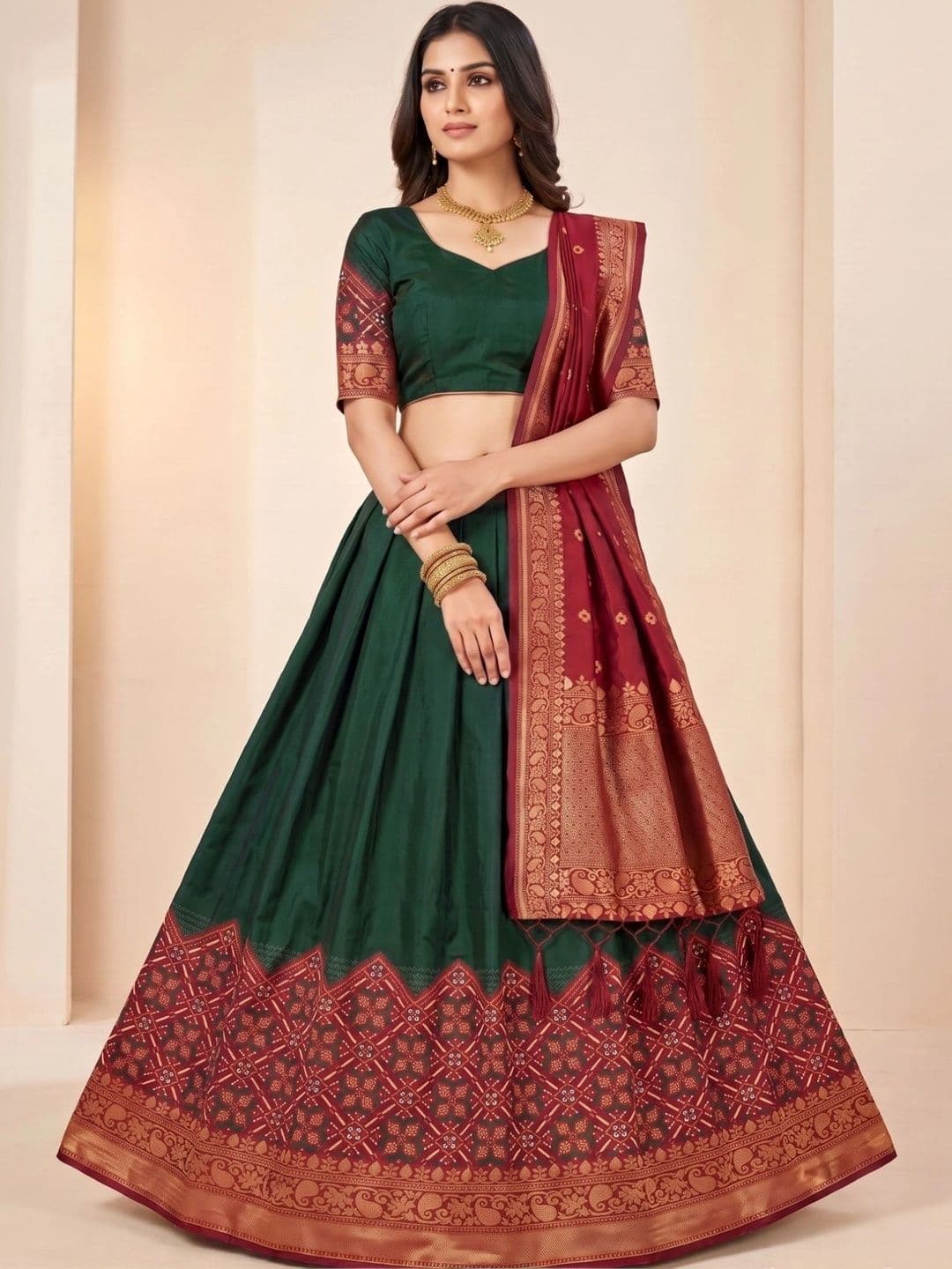 SHAVIDR ENTERPRISE Ready to Wear Lehenga & Unstitched Blouse With Dupatta - view 1