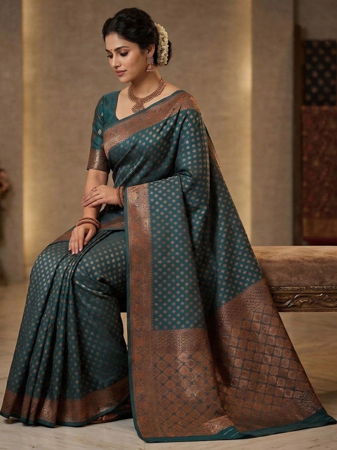 KAILASA Woven Design Zari Art Silk Handloom Mysore Silk Saree - view 1