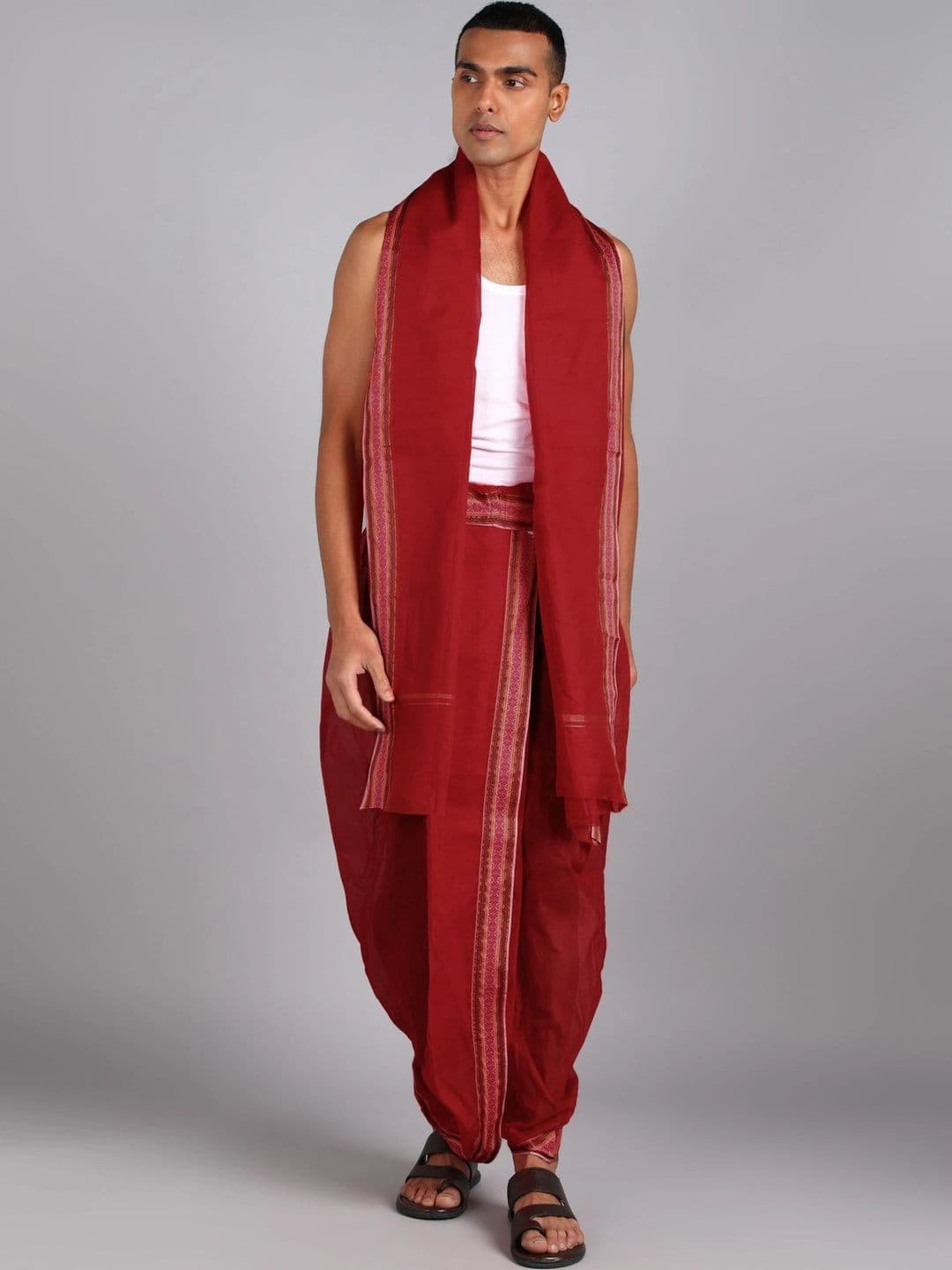 Radhika Handloom Men Striped Cotton Dhoti Dhotis - view 1