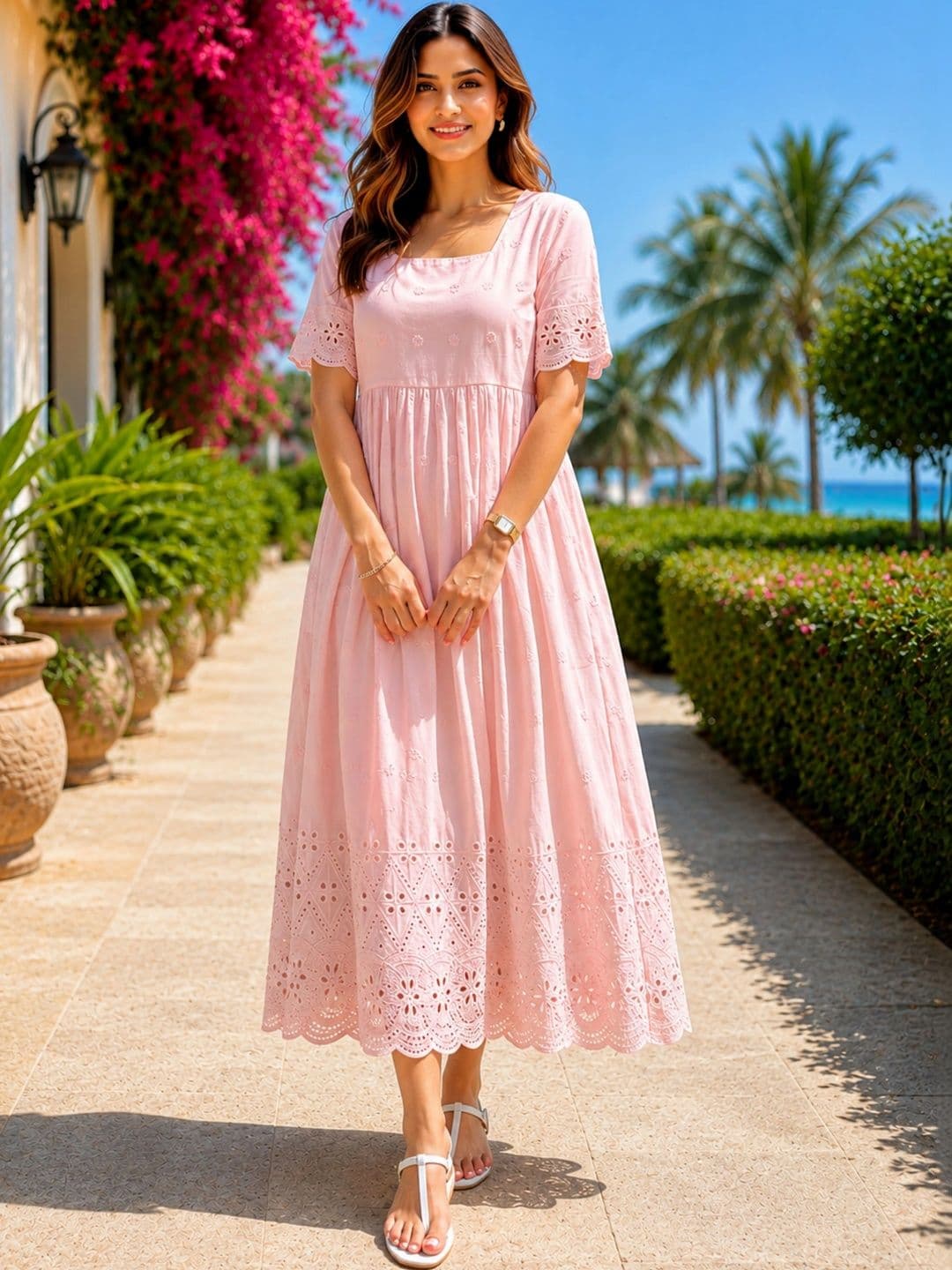 Royal Export Ethnic Motifs Embroidered A-Line Midi Dress - view 1