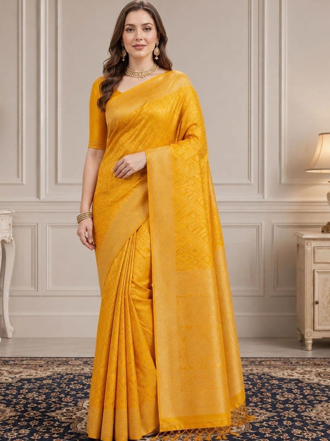 HERE&NOW Woven Design Zari Art Silk Fusion Banarasi Saree - view 1