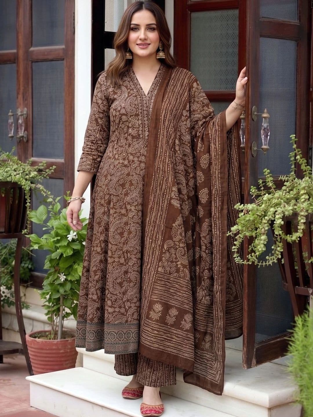 Aaghnya Women Ethnic Motifs Printed Regular Kurta with Palazzos & With Dupatta - view 1