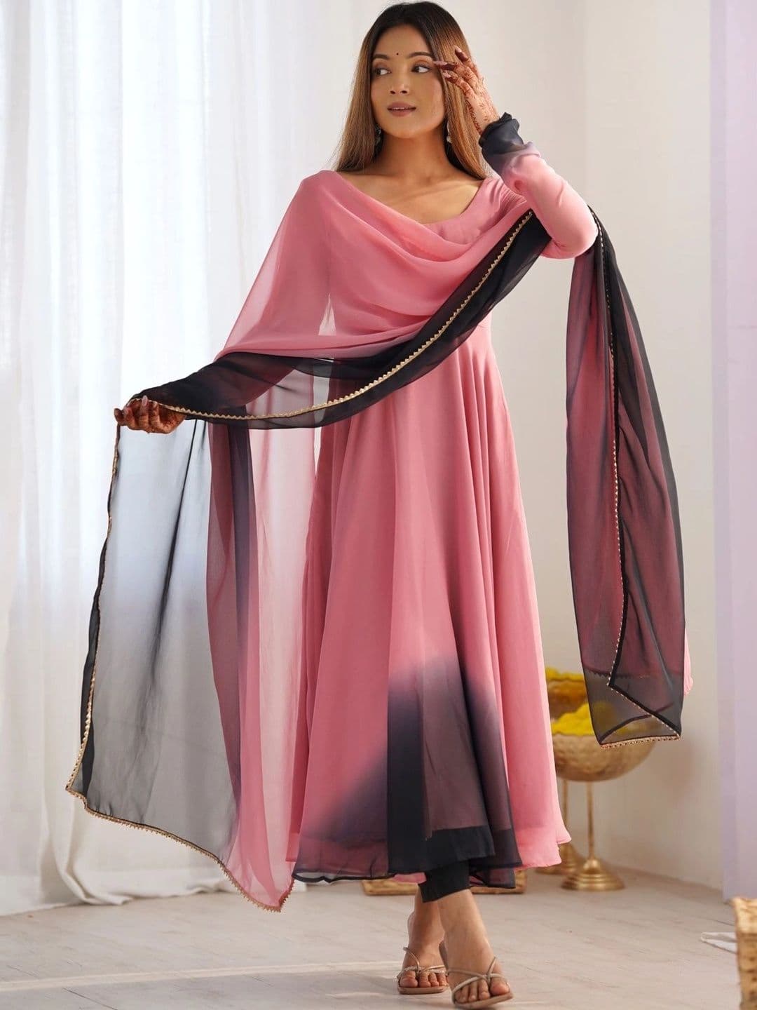 Sangria Women Ombre Dyed Regular Kurta with Trousers & With Dupatta - view 1
