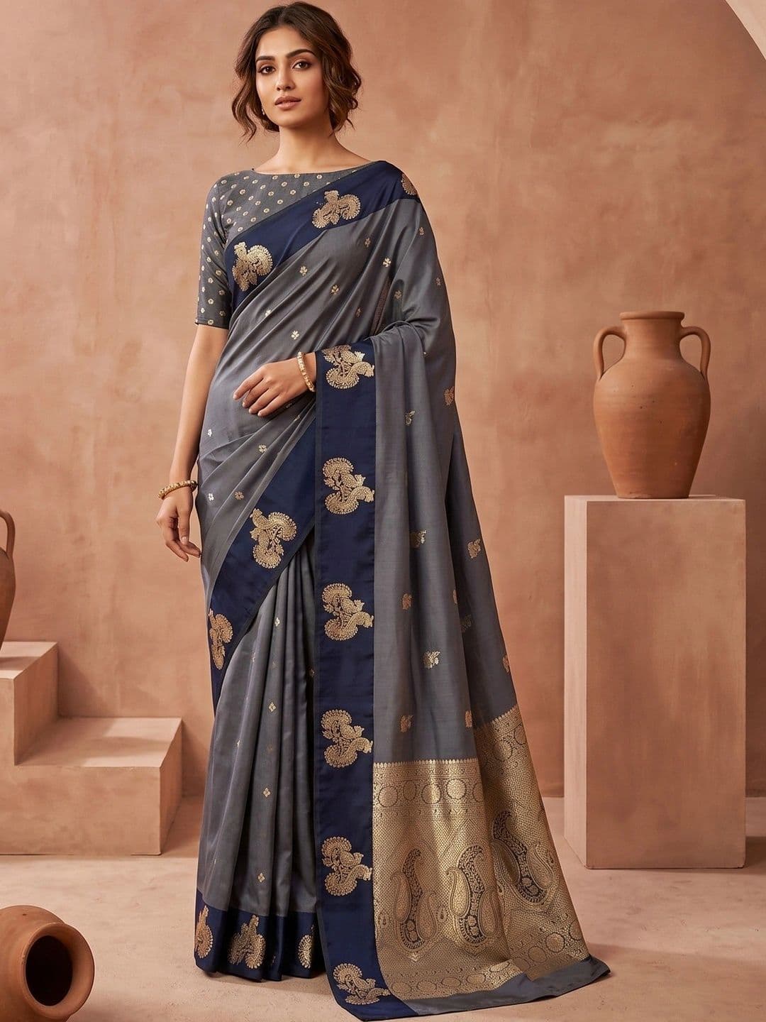 TASRIKA Woven Design Zari Silk Blend Designer Banarasi Saree - view 1