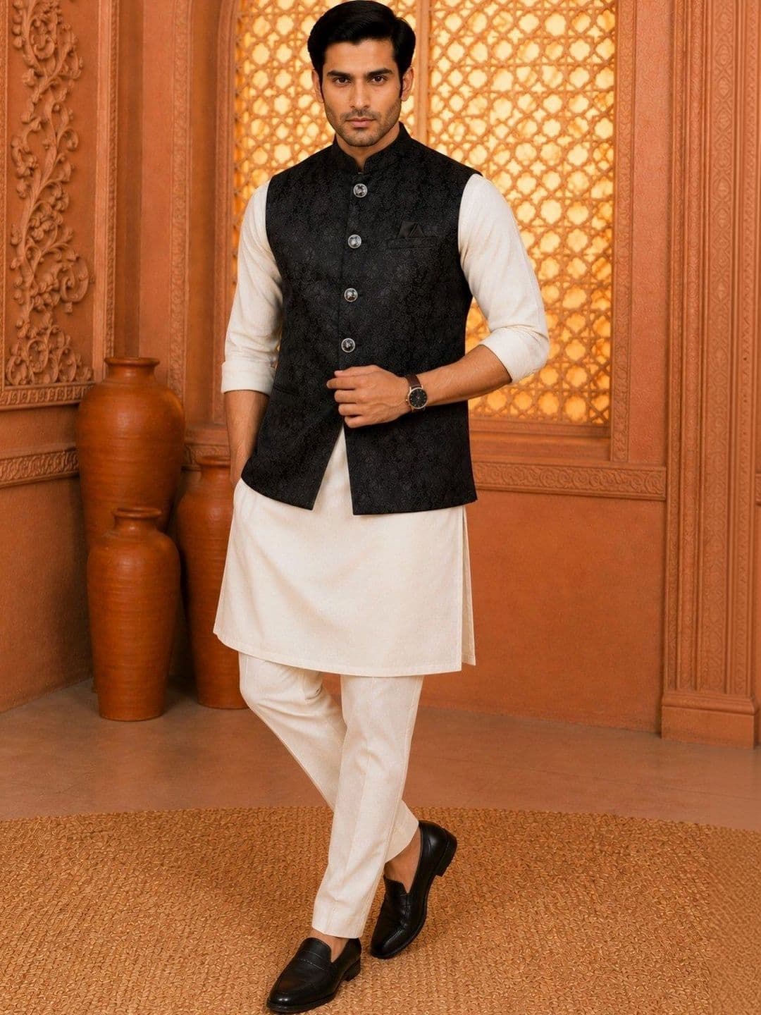 TRENDS OF ETHNIC Self-Designed Mandarin Collared Nehru Jackets - view 1