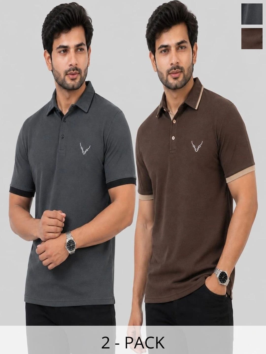 HANABY Men's Polo Collar Brand Logo T-shirt Pack - view 1