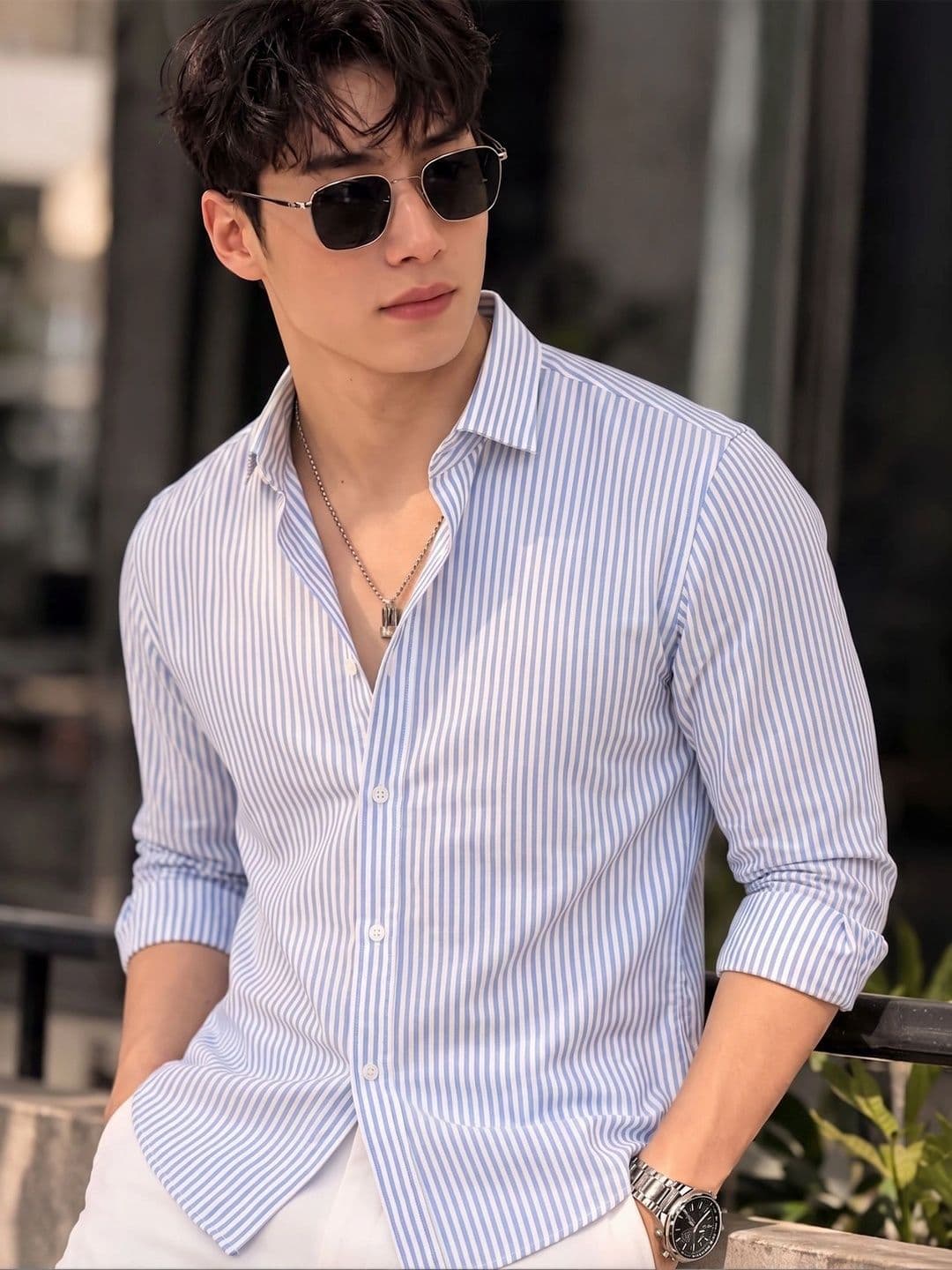 Nat Jastica Men Straight Striped Casual Shirt - view 1