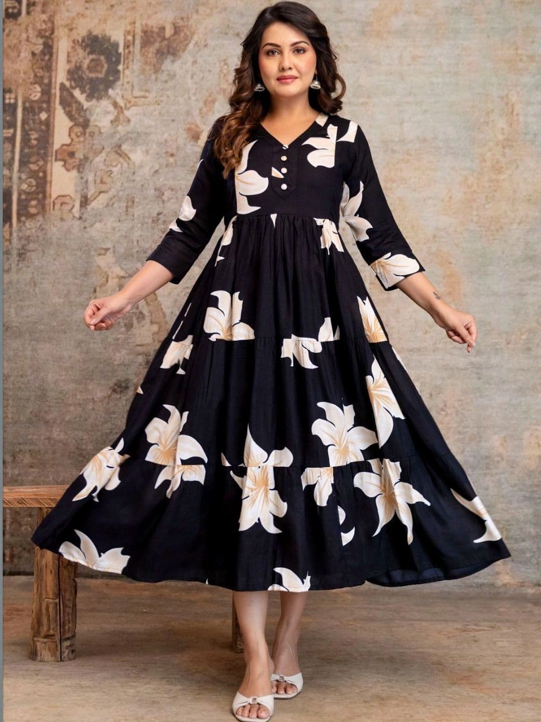 DEVEK Floral Print Maternity A-Line Midi Dress - view 1
